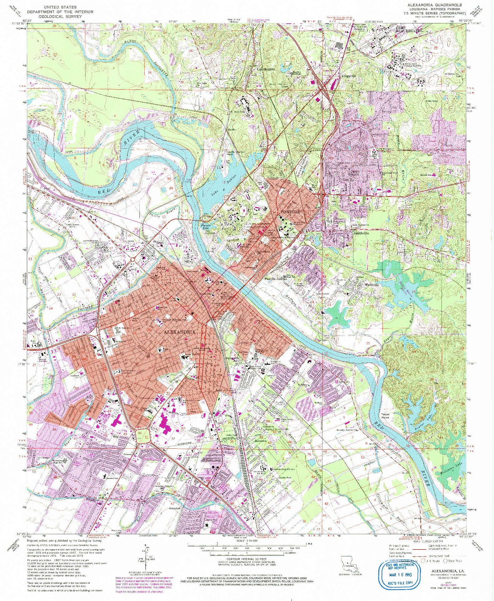 USGS 1:24000-SCALE QUADRANGLE FOR ALEXANDRIA, LA 1972