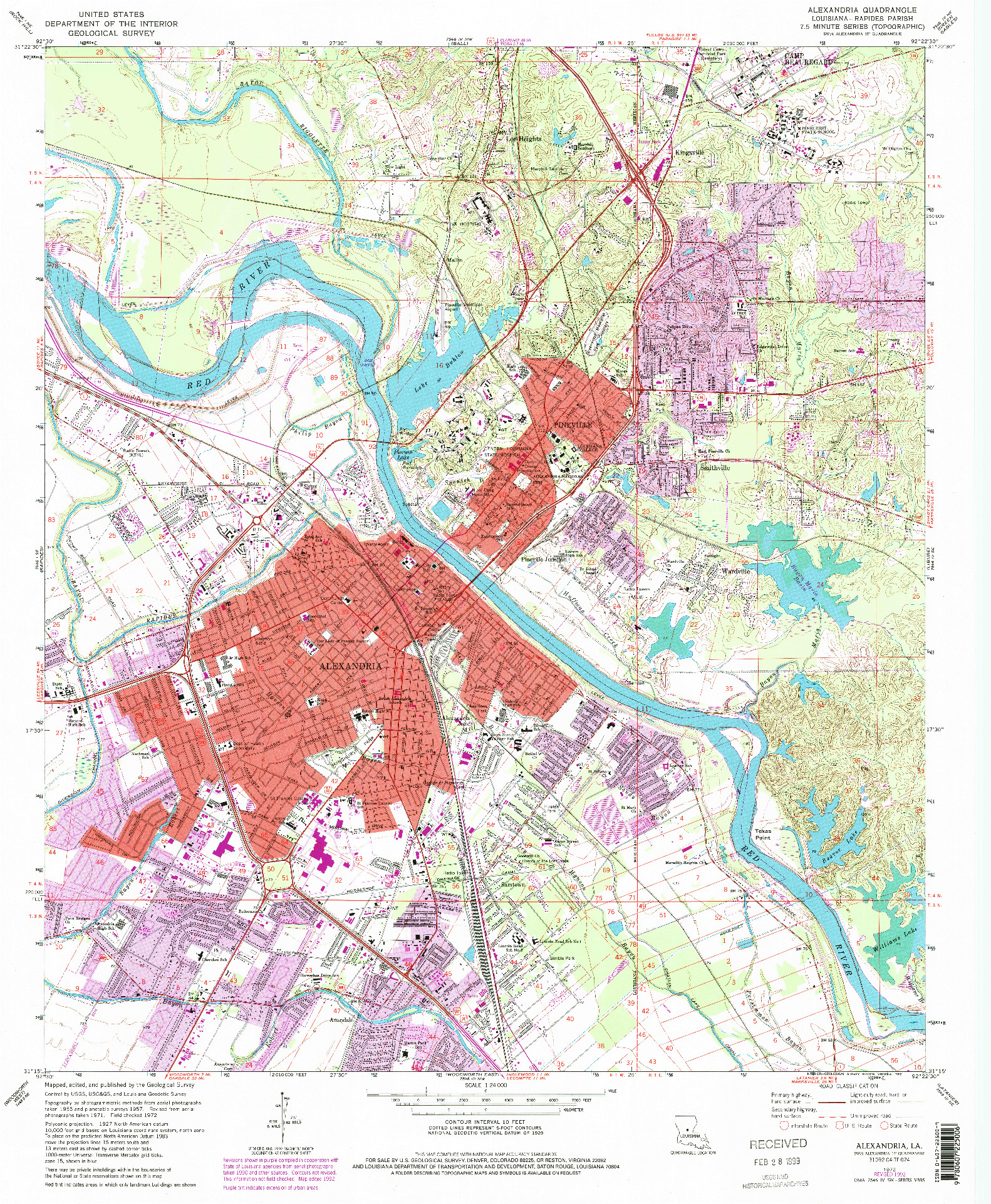 USGS 1:24000-SCALE QUADRANGLE FOR ALEXANDRIA, LA 1972