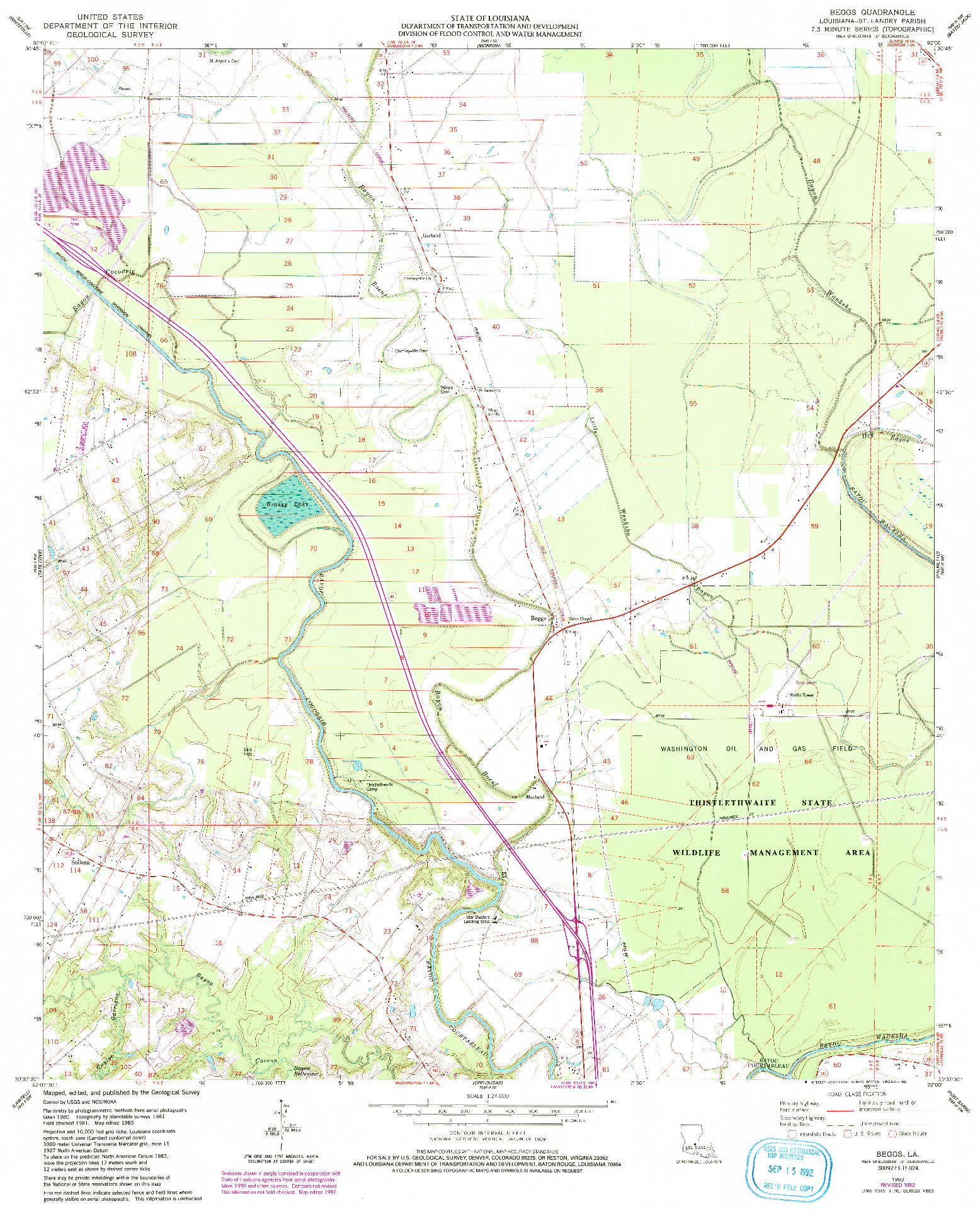 USGS 1:24000-SCALE QUADRANGLE FOR BEGGS, LA 1983