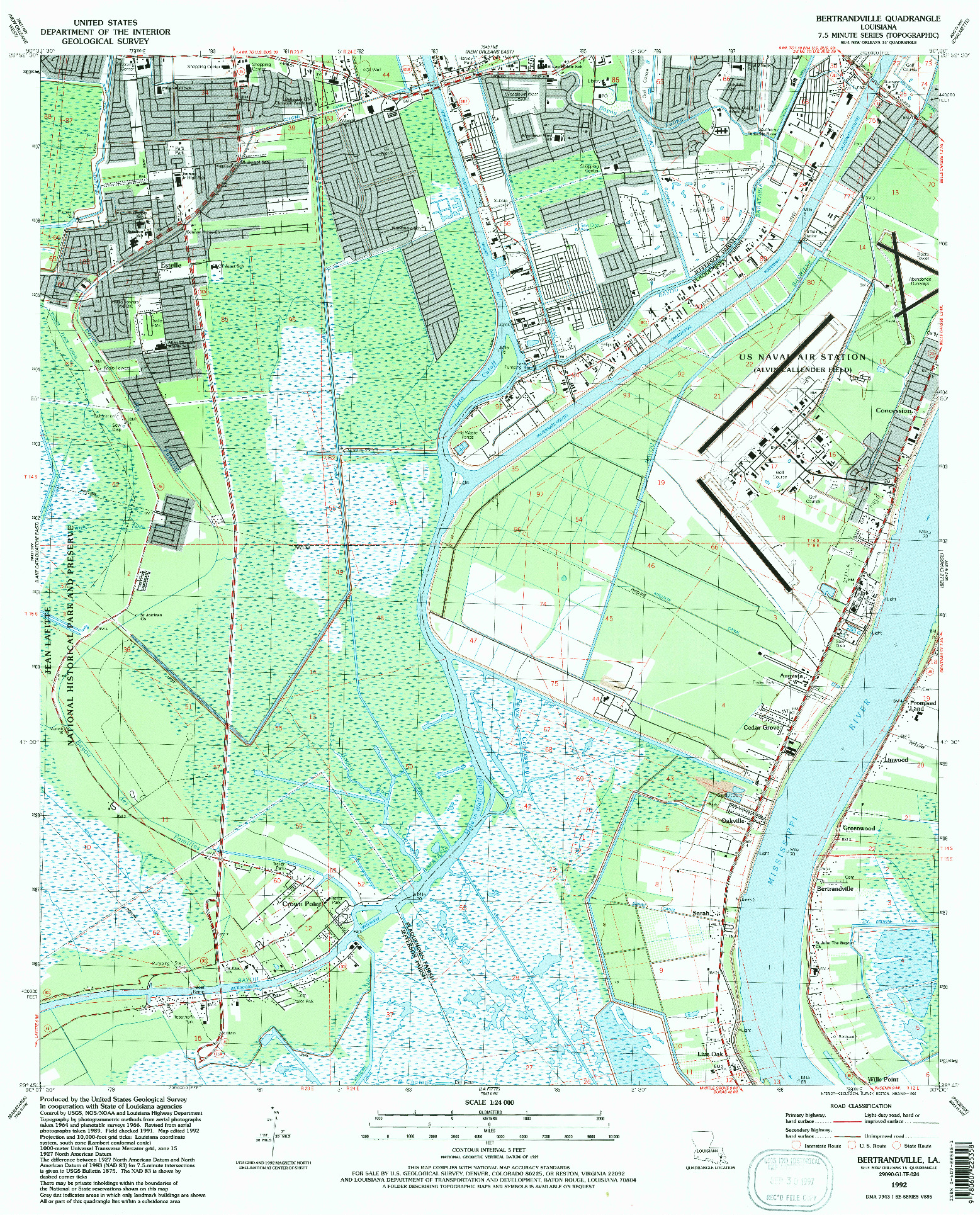 USGS 1:24000-SCALE QUADRANGLE FOR BERTRANDVILLE, LA 1992