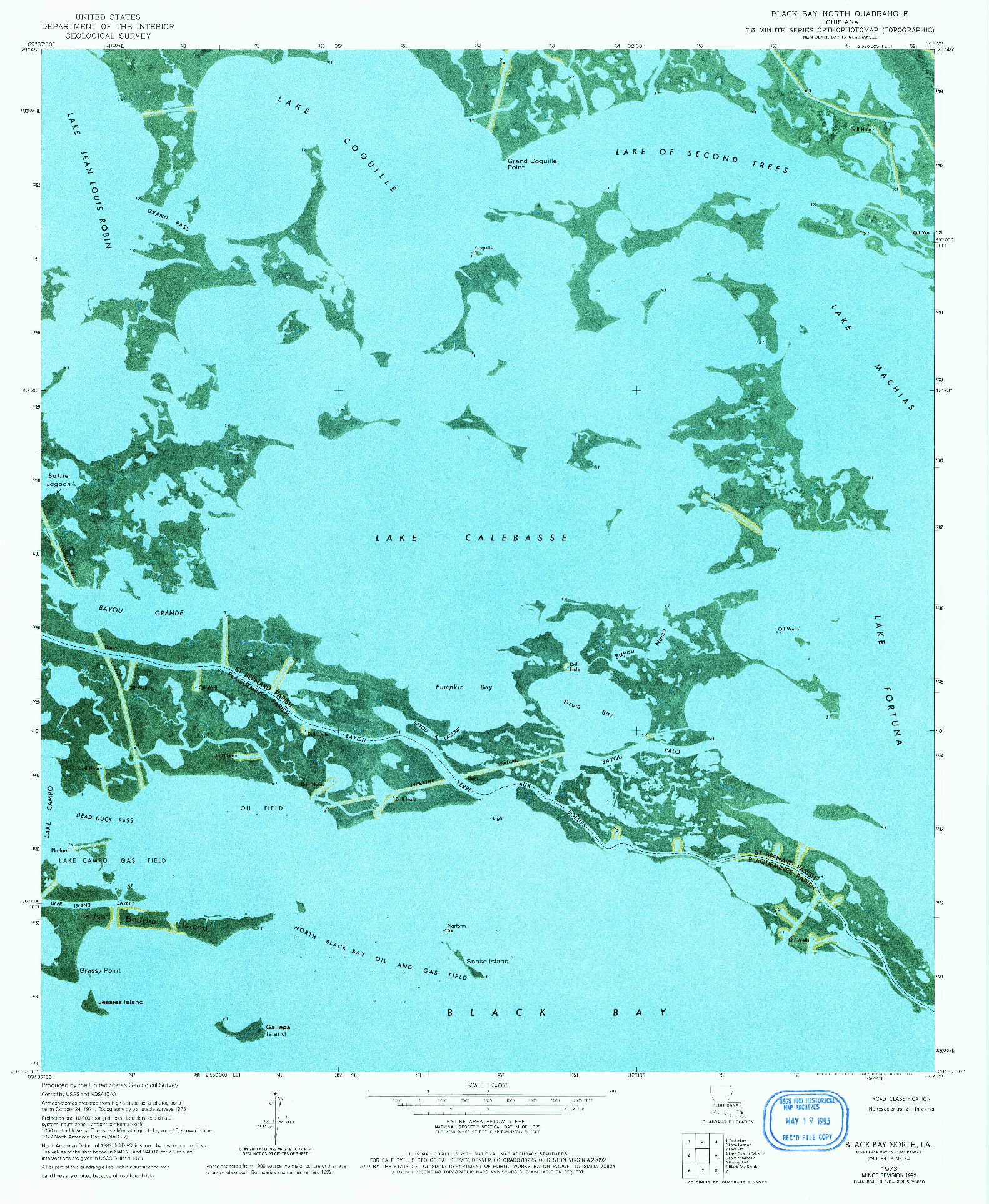 USGS 1:24000-SCALE QUADRANGLE FOR BLACK BAY NORTH, LA 1973