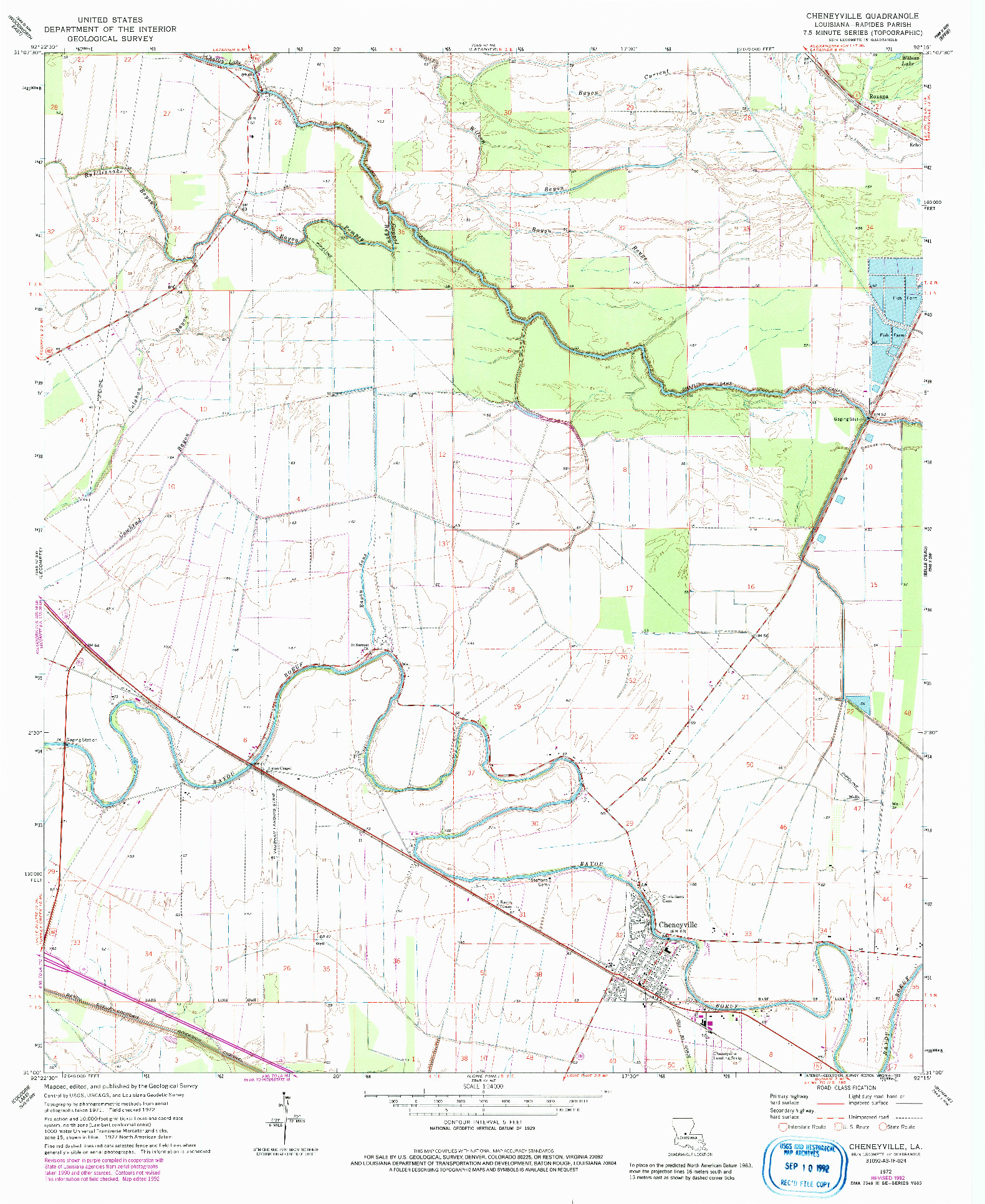 USGS 1:24000-SCALE QUADRANGLE FOR CHENEYVILLE, LA 1972