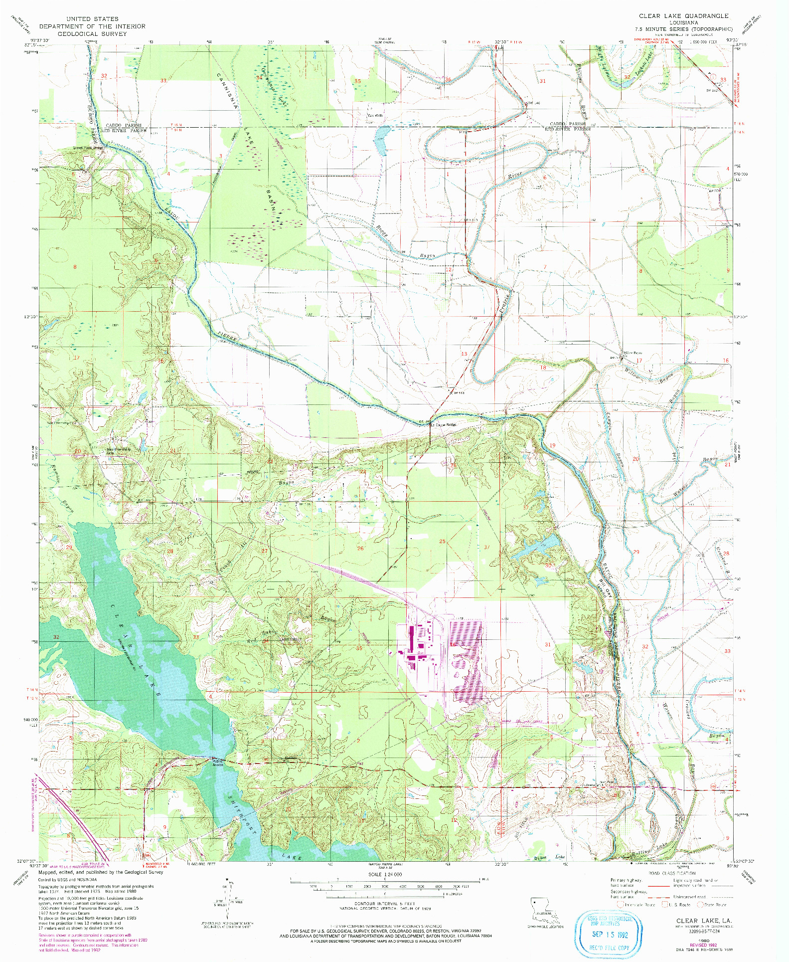 USGS 1:24000-SCALE QUADRANGLE FOR CLEAR LAKE, LA 1980