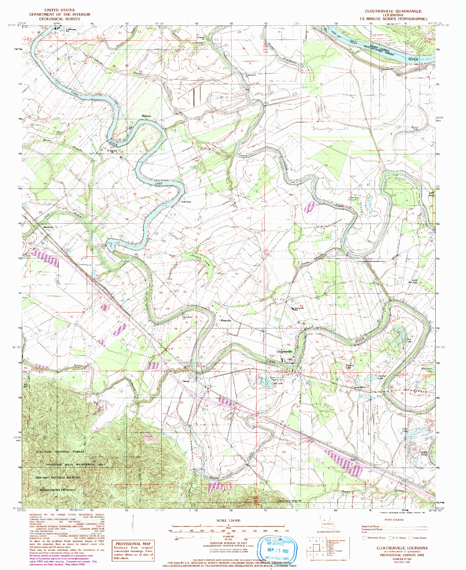 USGS 1:24000-SCALE QUADRANGLE FOR CLOUTIERVILLE, LA 1983