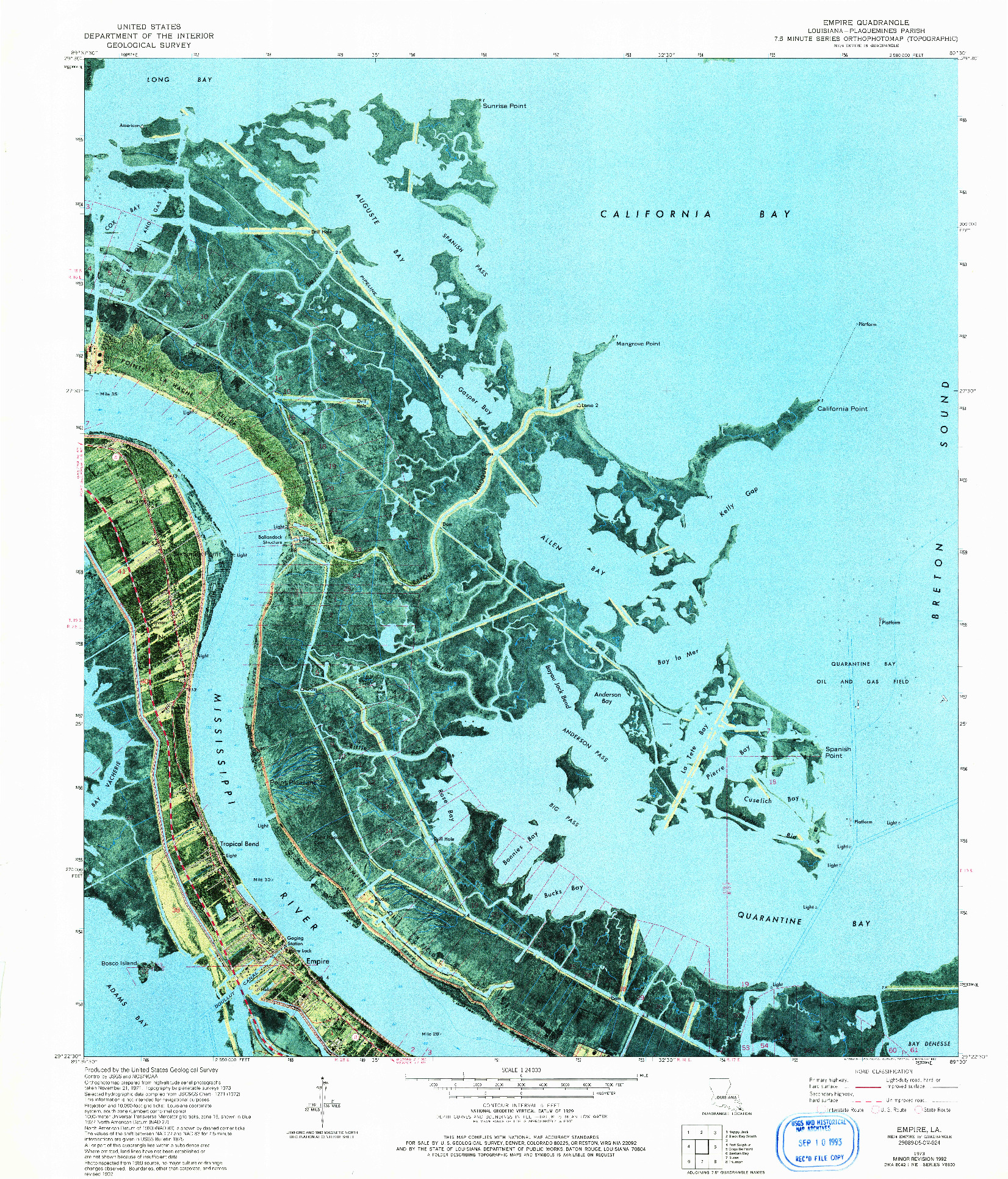 USGS 1:24000-SCALE QUADRANGLE FOR EMPIRE, LA 1973