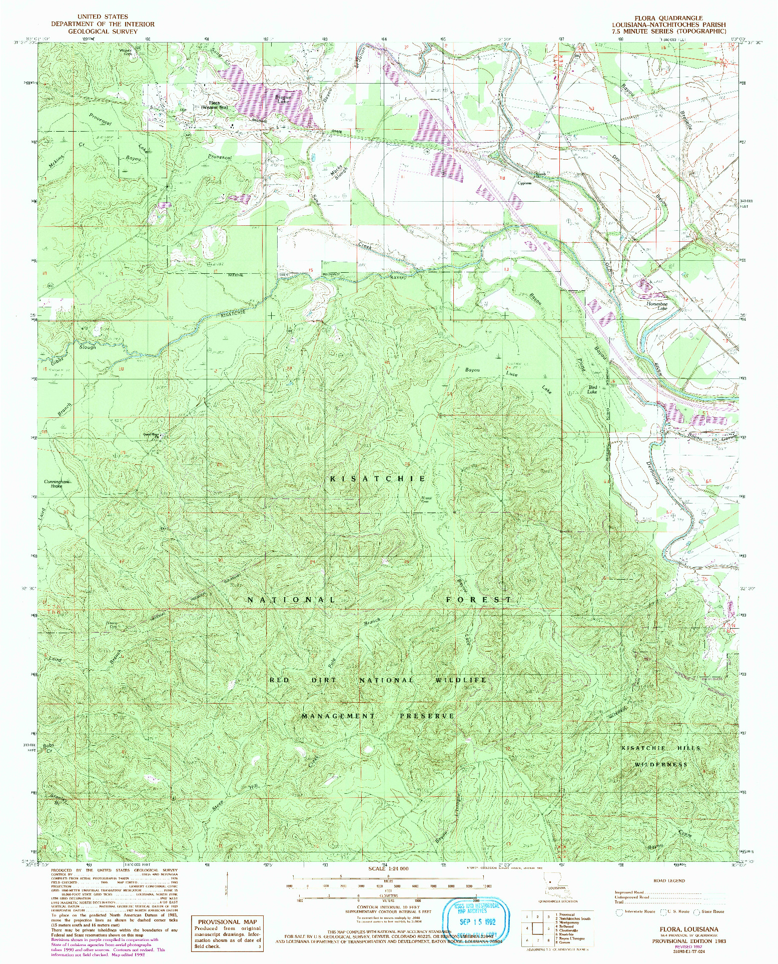 USGS 1:24000-SCALE QUADRANGLE FOR FLORA, LA 1983