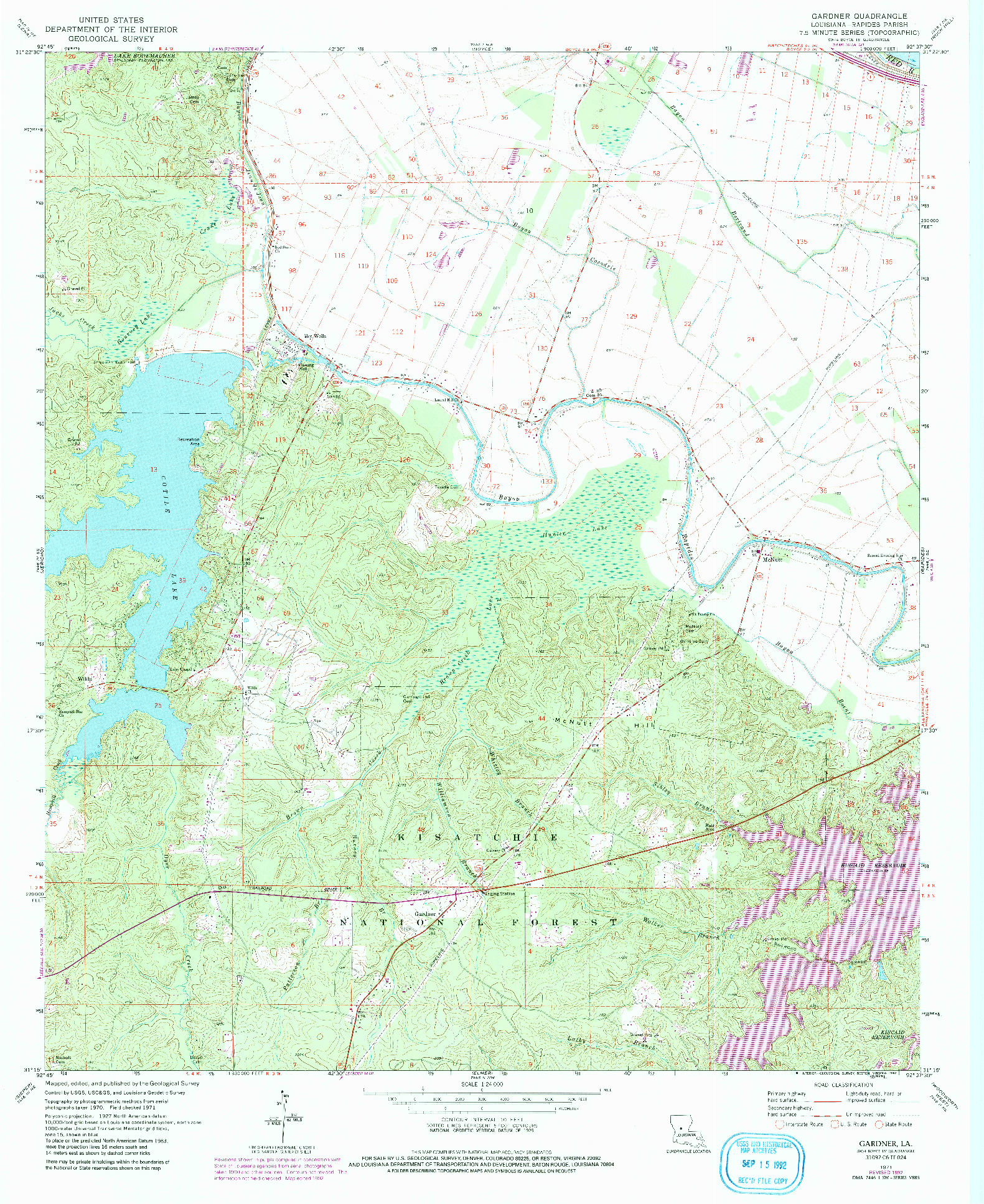 USGS 1:24000-SCALE QUADRANGLE FOR GARDNER, LA 1971