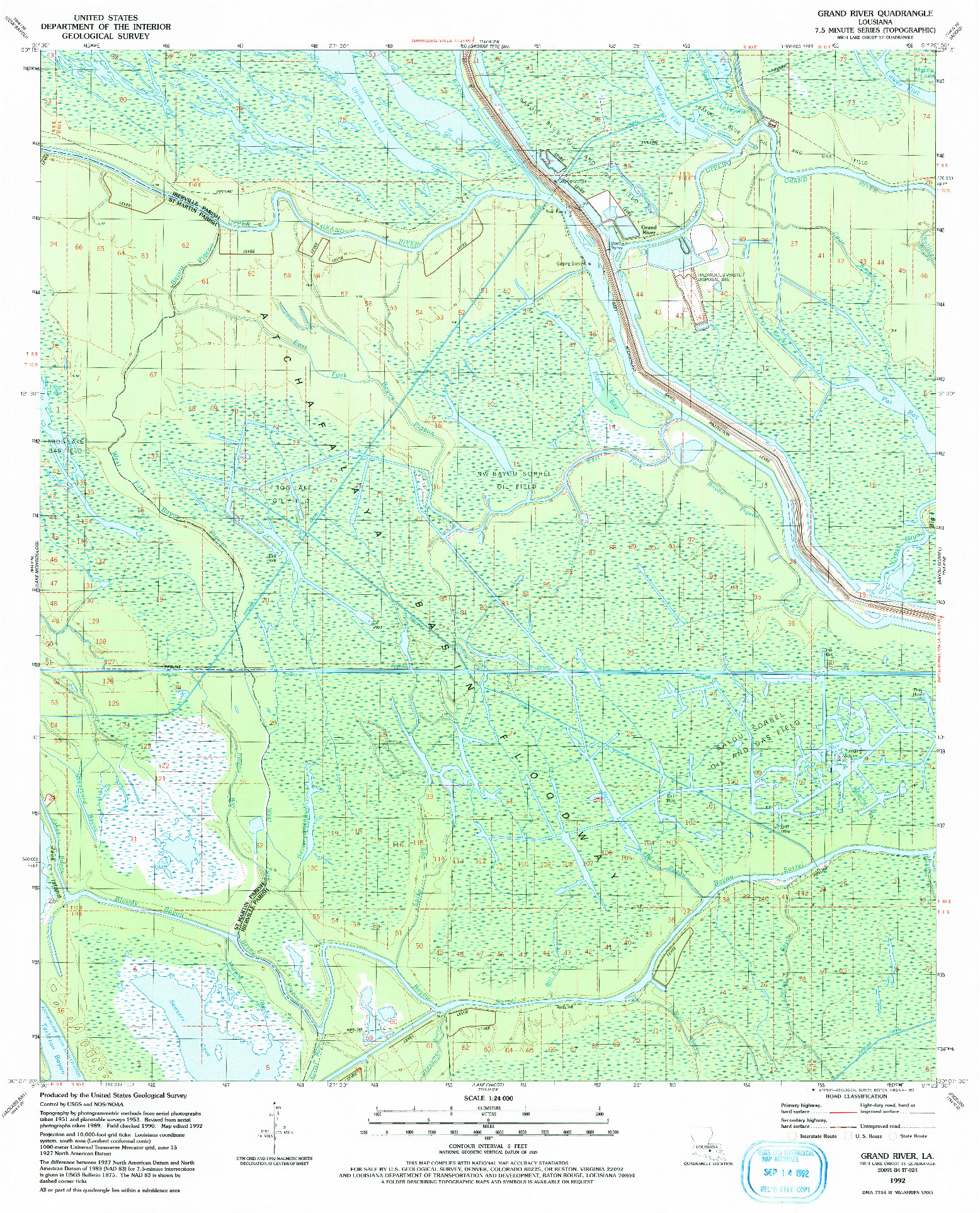 USGS 1:24000-SCALE QUADRANGLE FOR GRAND RIVER, LA 1992