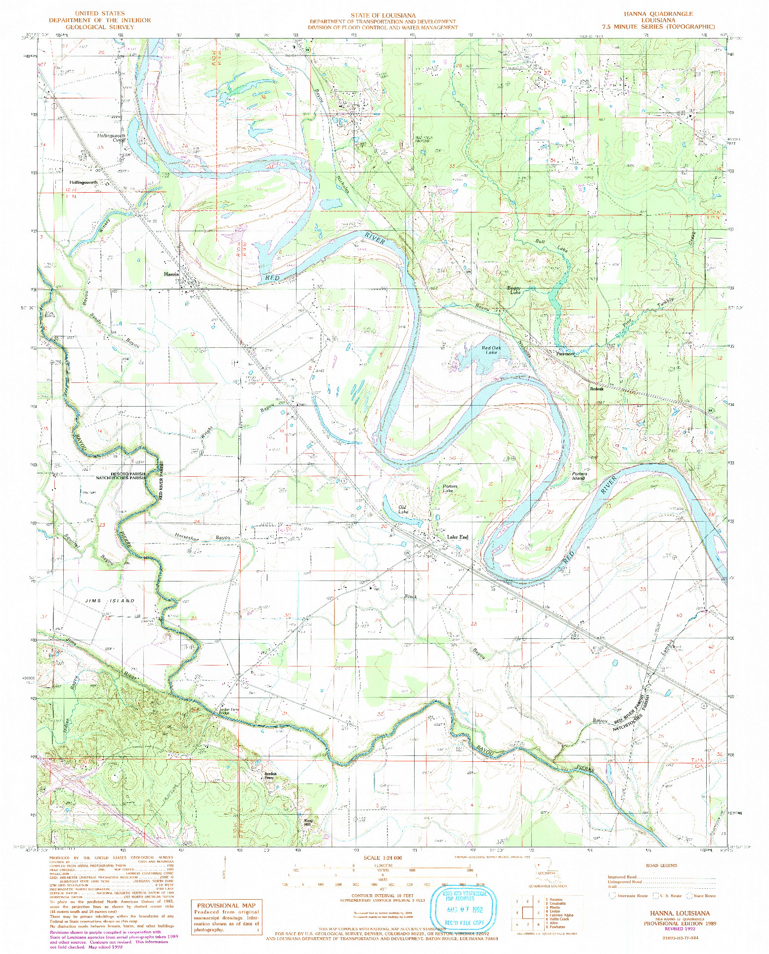USGS 1:24000-SCALE QUADRANGLE FOR HANNA, LA 1989