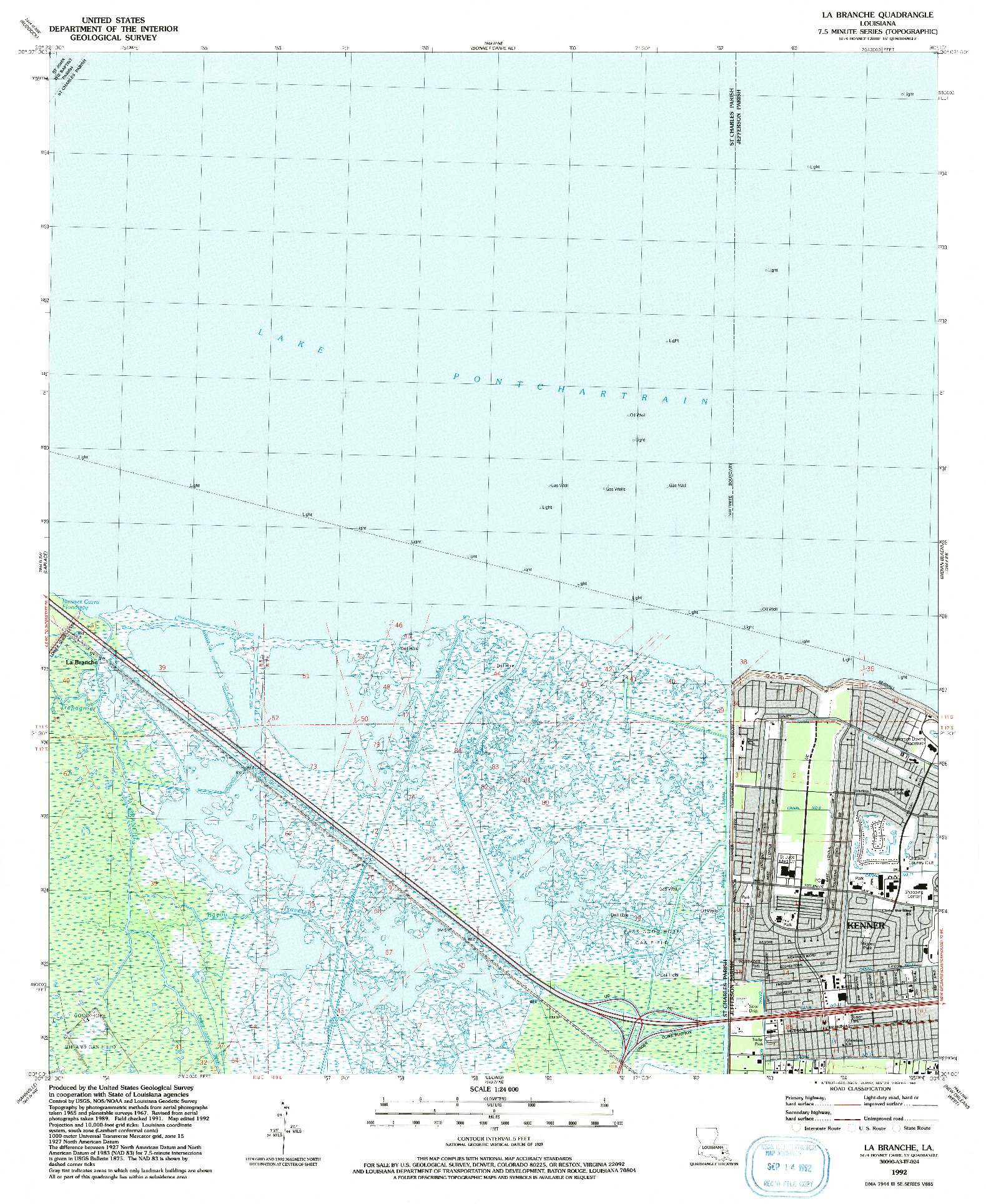 USGS 1:24000-SCALE QUADRANGLE FOR LA BRANCHE, LA 1992