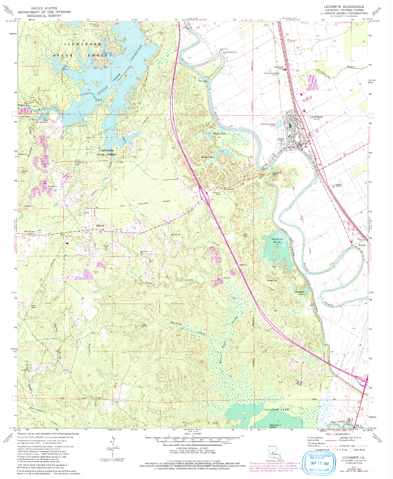 USGS 1:24000-SCALE QUADRANGLE FOR LECOMPTE, LA 1972