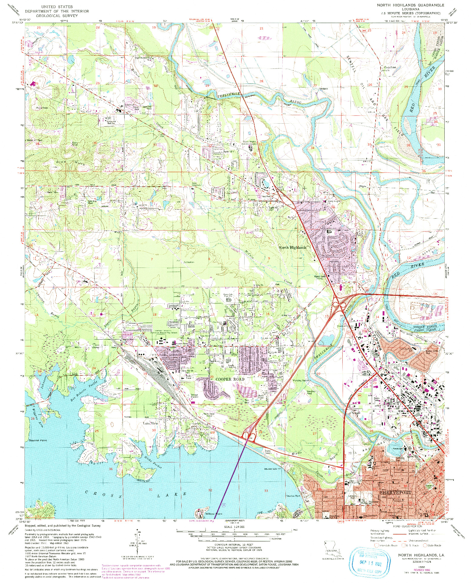 USGS 1:24000-SCALE QUADRANGLE FOR NORTH HIGHLANDS, LA 1980