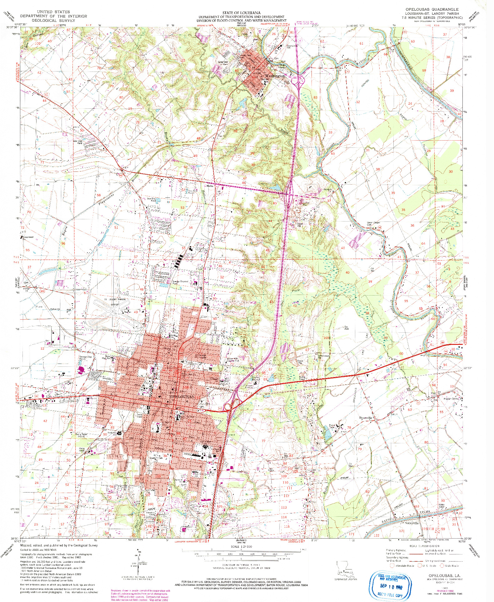 USGS 1:24000-SCALE QUADRANGLE FOR OPELOUSAS, LA 1983