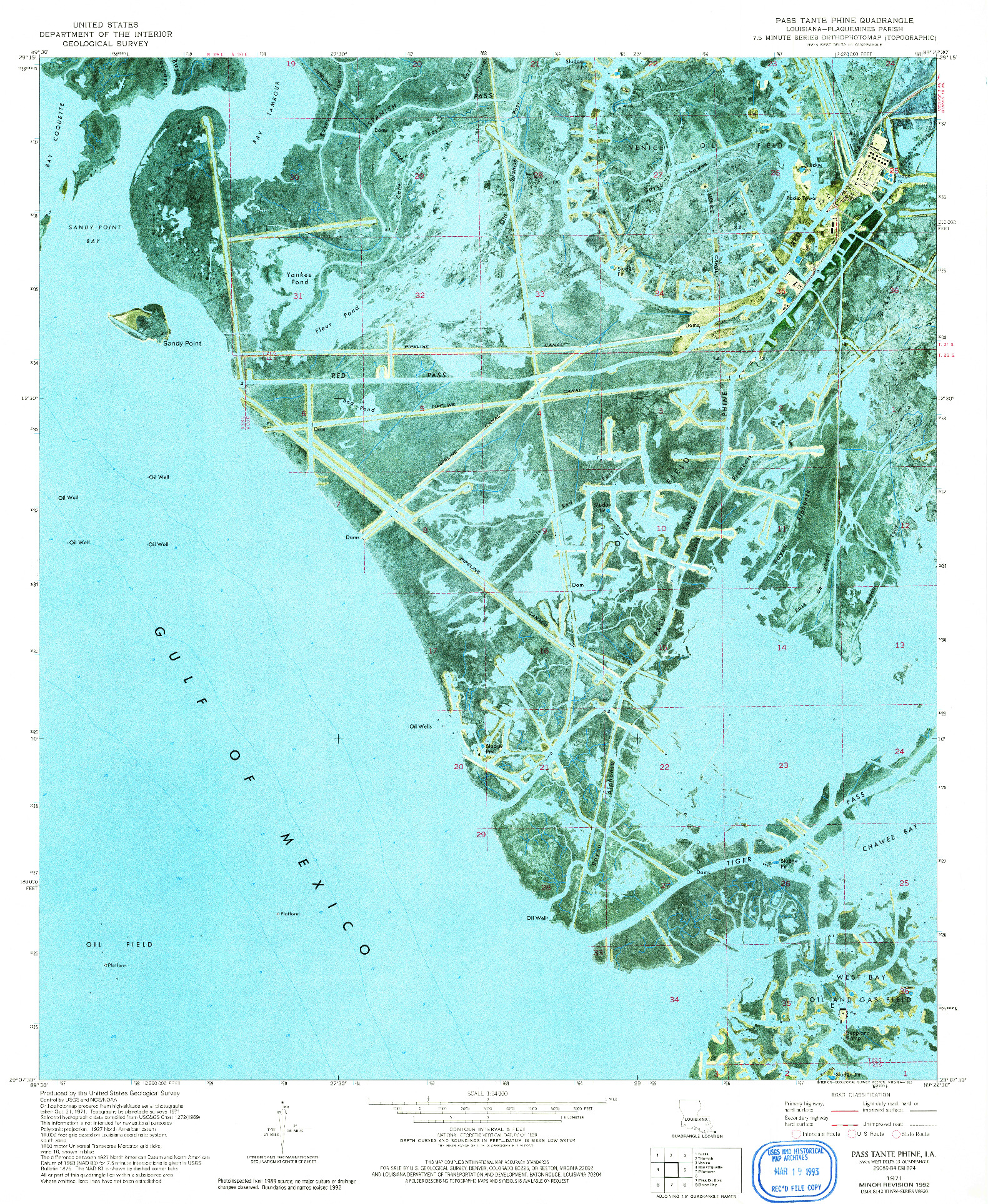 USGS 1:24000-SCALE QUADRANGLE FOR PASS TANTE PHINE, LA 1971