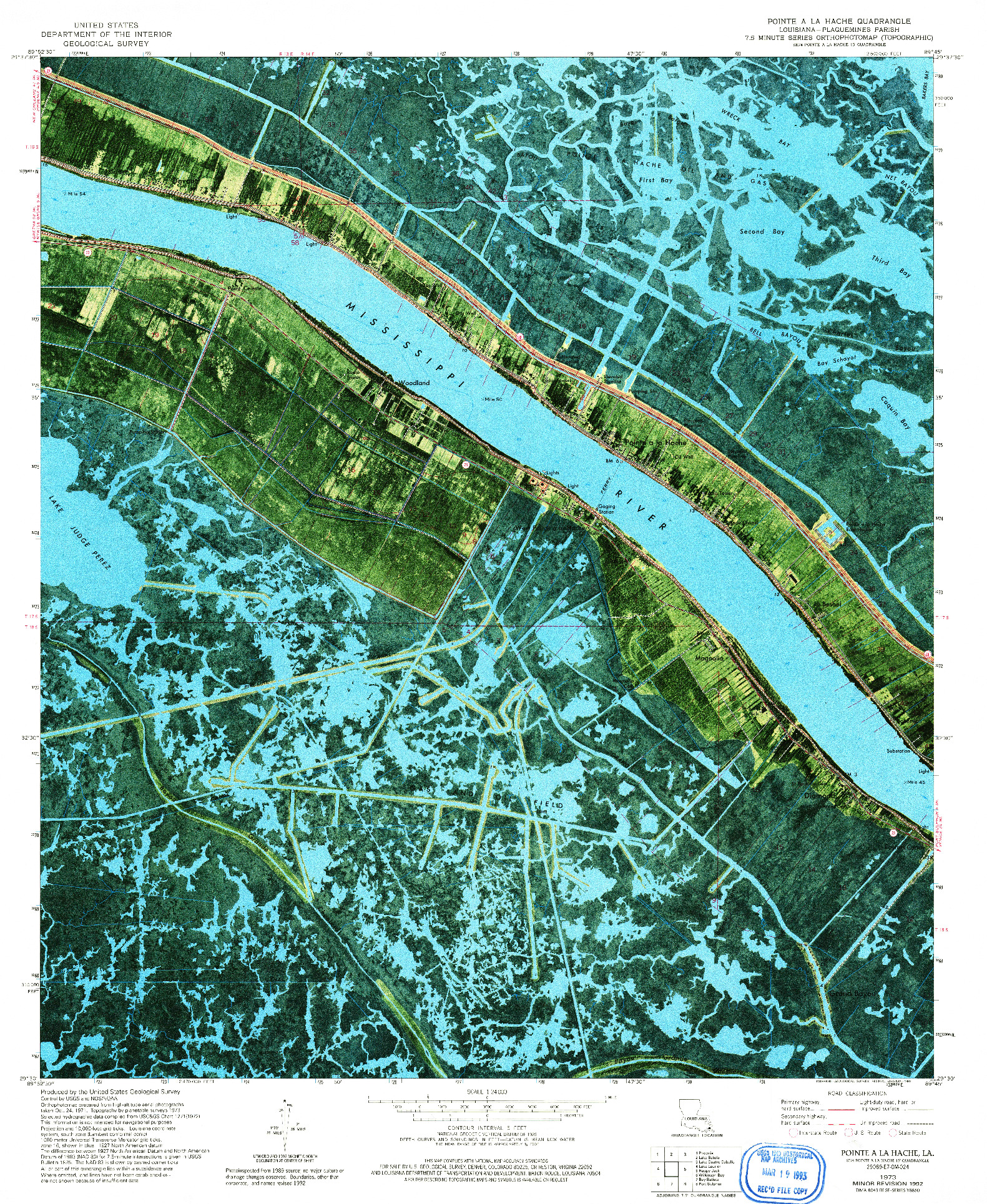 USGS 1:24000-SCALE QUADRANGLE FOR POINTE A LA HACHE, LA 1973