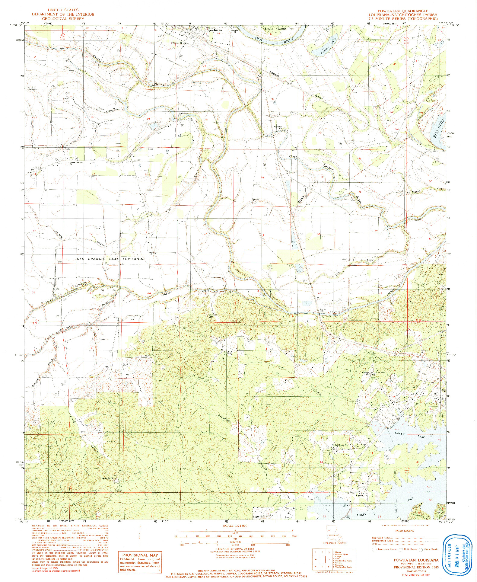 USGS 1:24000-SCALE QUADRANGLE FOR POWHATAN, LA 1983