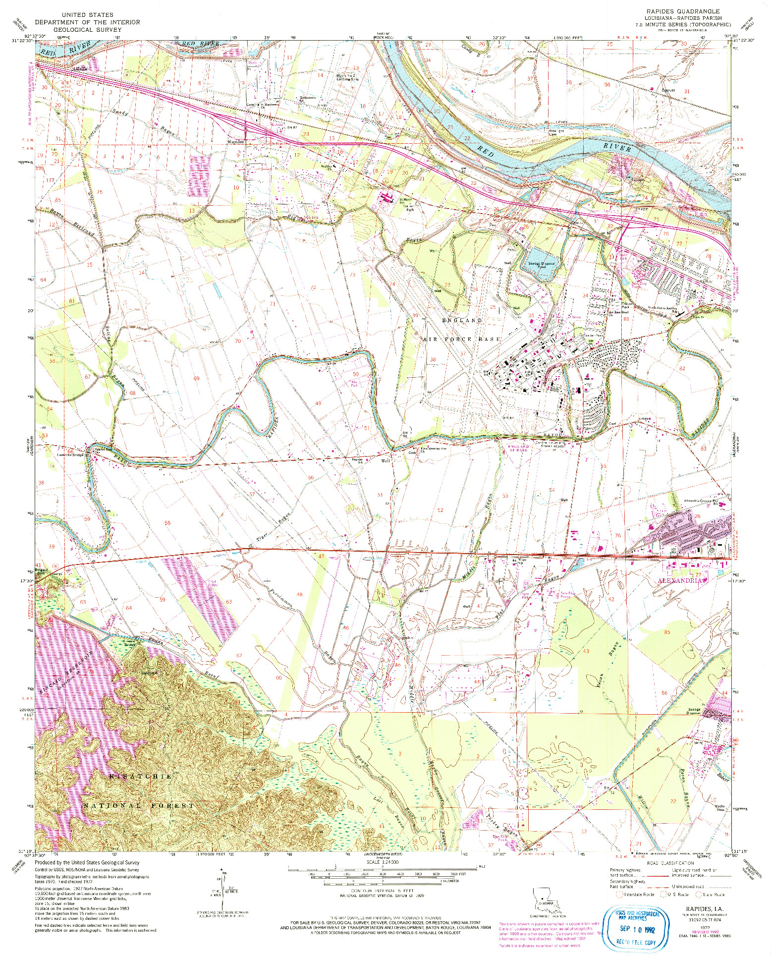 USGS 1:24000-SCALE QUADRANGLE FOR RAPIDES, LA 1972