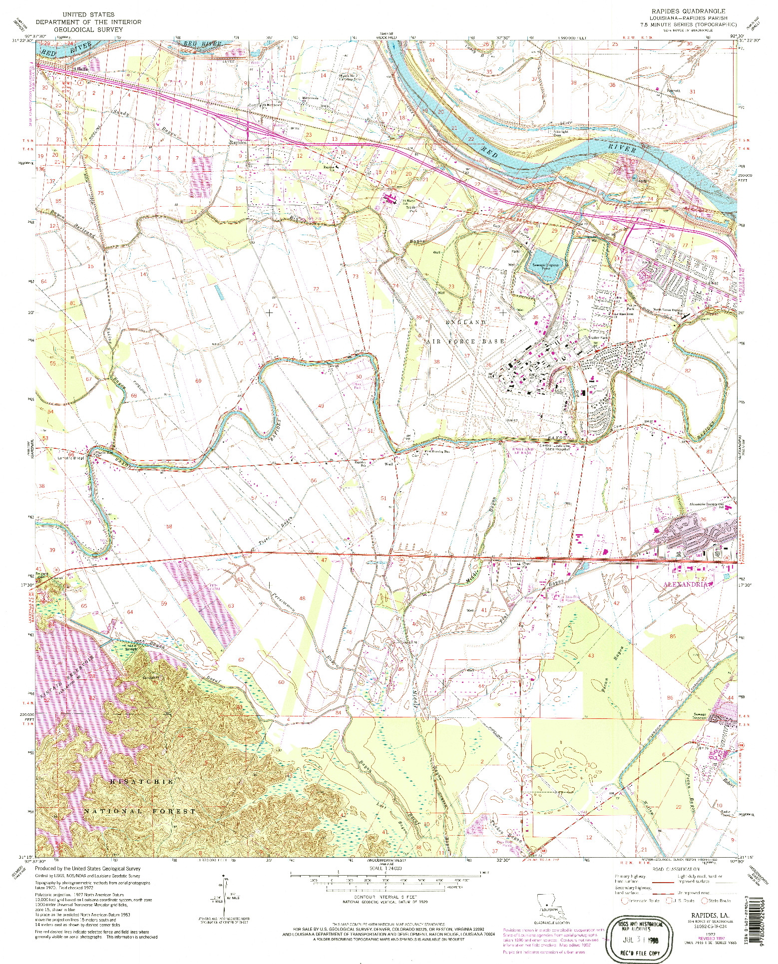 USGS 1:24000-SCALE QUADRANGLE FOR RAPIDES, LA 1972