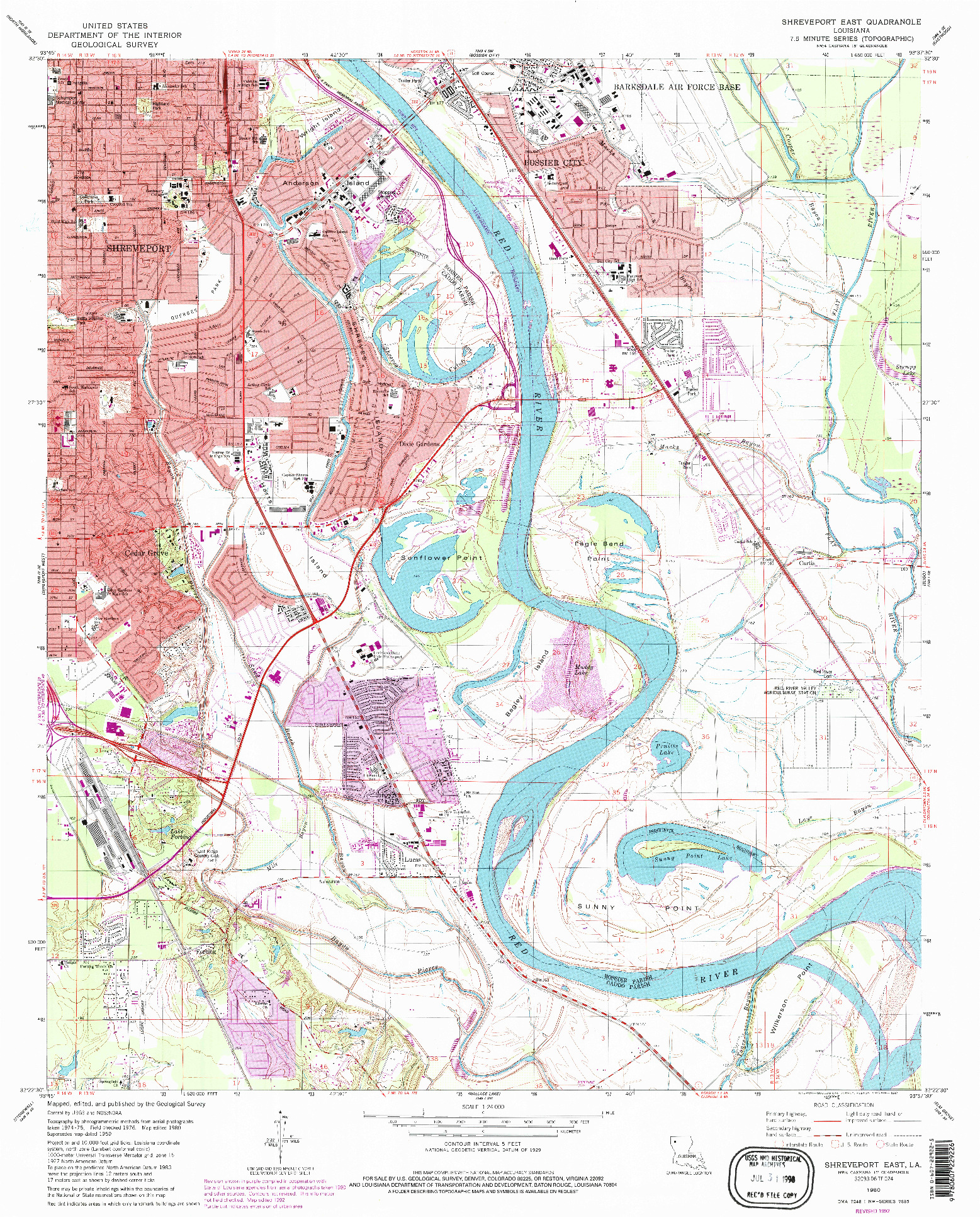 USGS 1:24000-SCALE QUADRANGLE FOR SHREVEPORT EAST, LA 1980