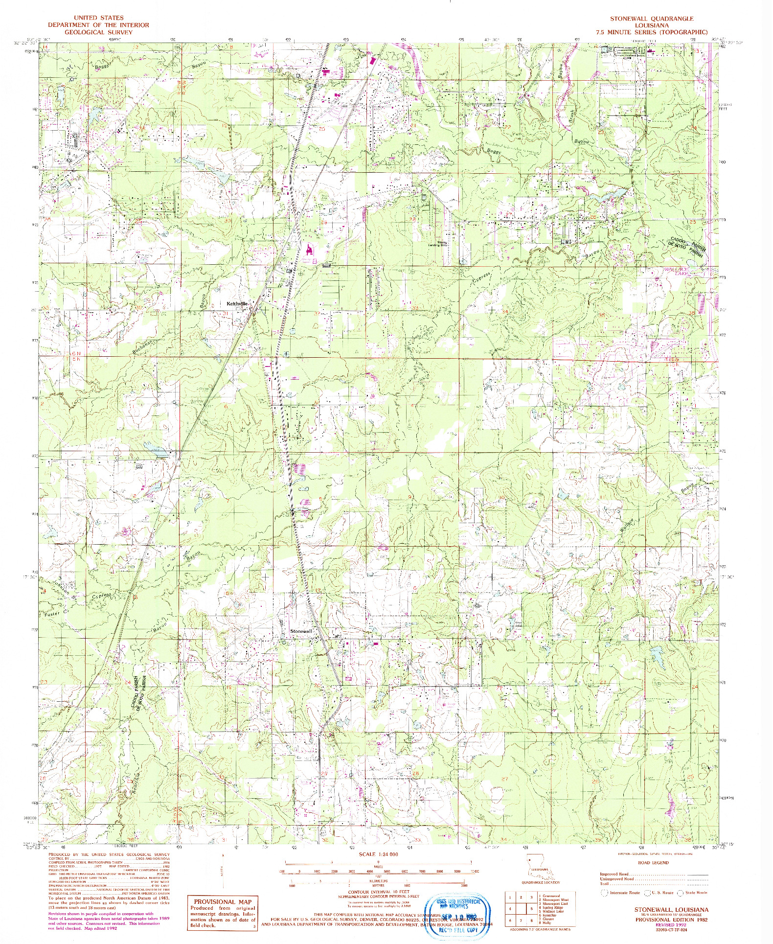 USGS 1:24000-SCALE QUADRANGLE FOR STONEWALL, LA 1982