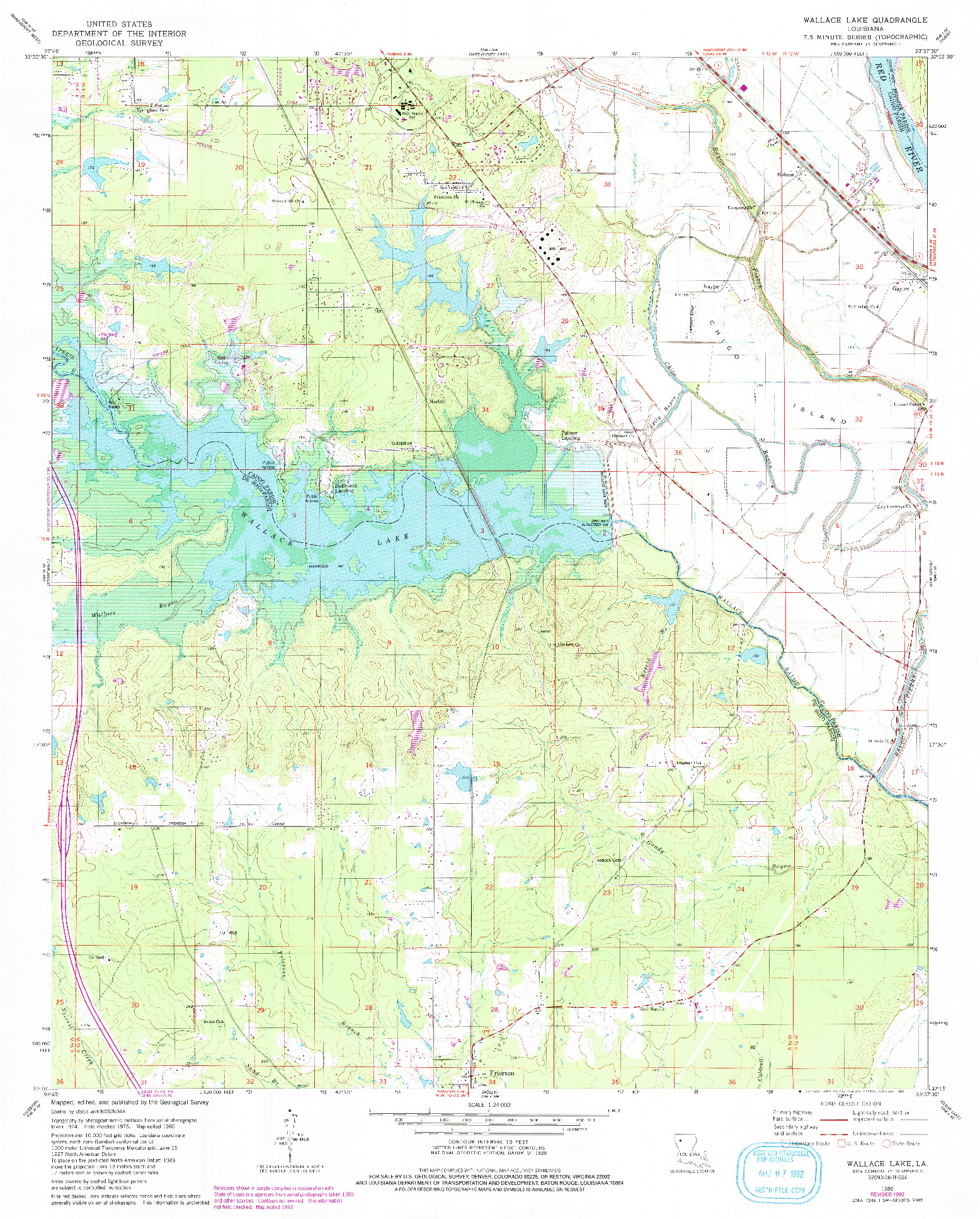 USGS 1:24000-SCALE QUADRANGLE FOR WALLACE LAKE, LA 1980