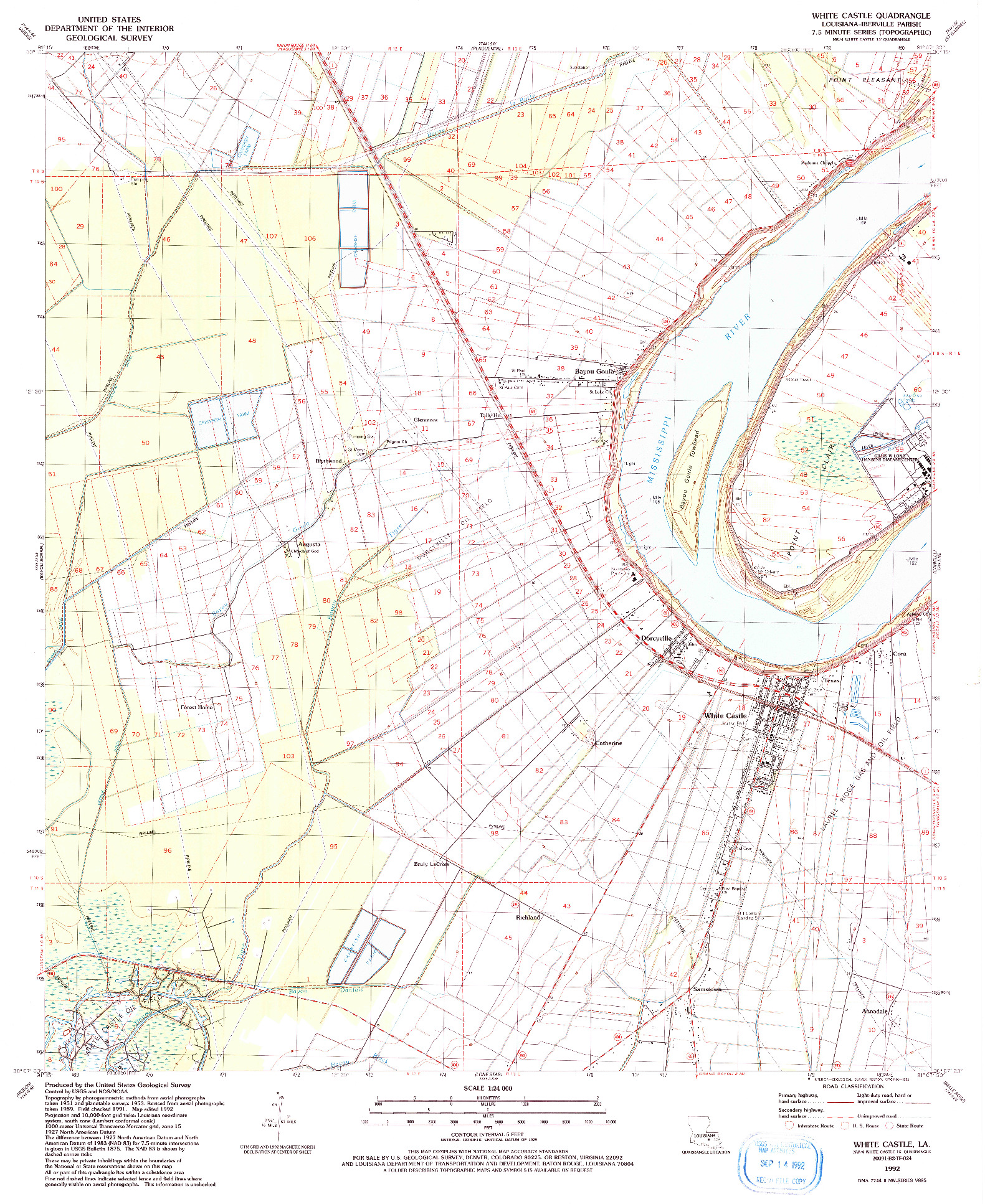 USGS 1:24000-SCALE QUADRANGLE FOR WHITE CASTLE, LA 1992
