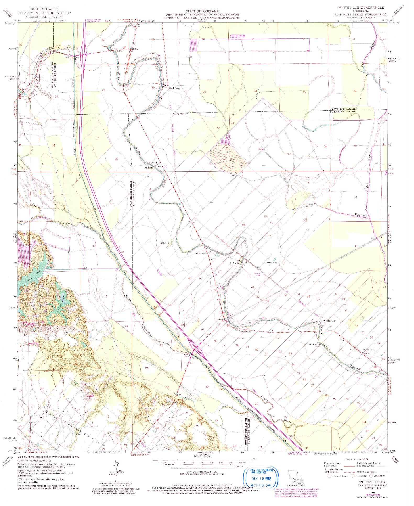 USGS 1:24000-SCALE QUADRANGLE FOR WHITEVILLE, LA 1966