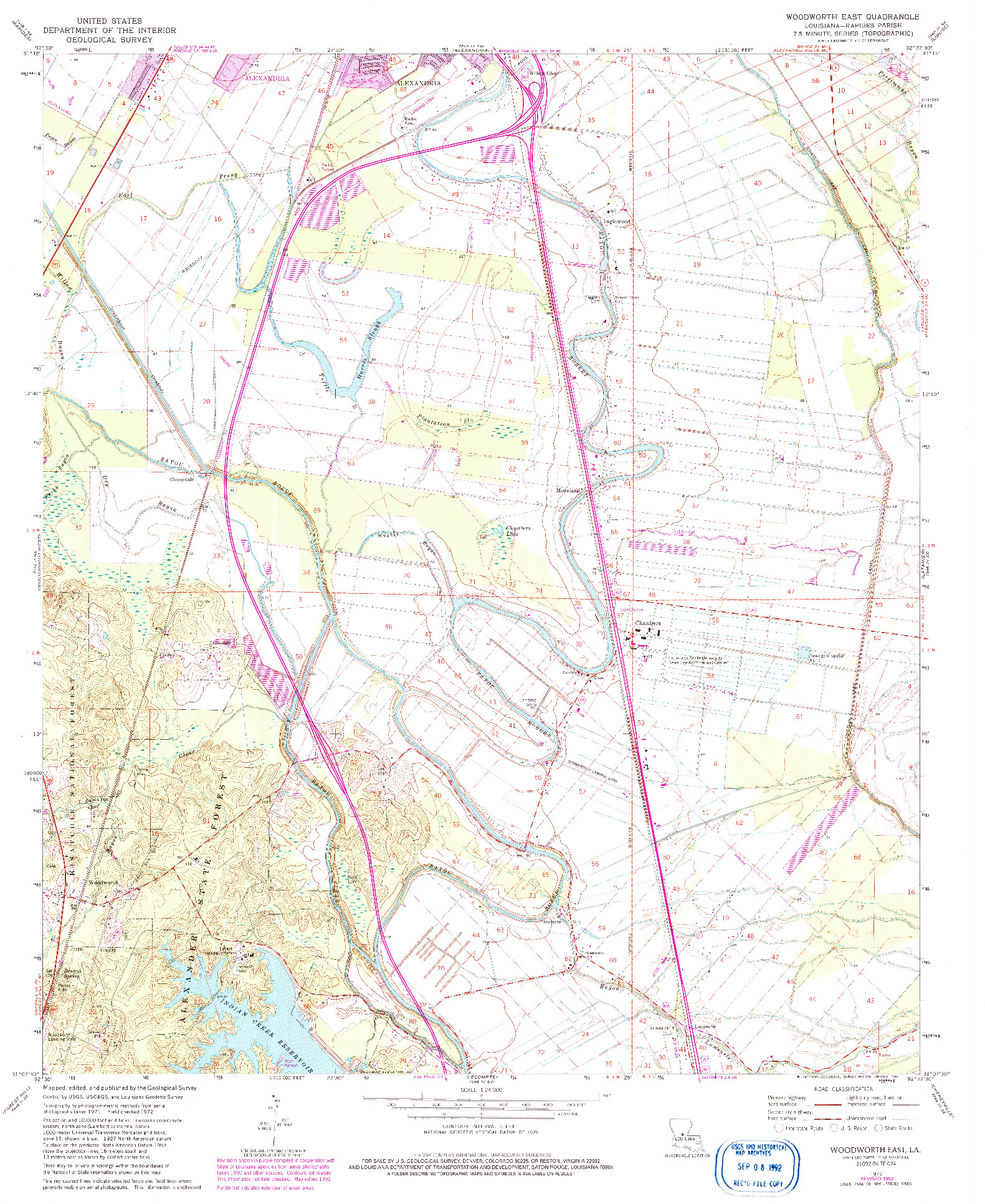 USGS 1:24000-SCALE QUADRANGLE FOR WOODWORTH EAST, LA 1972