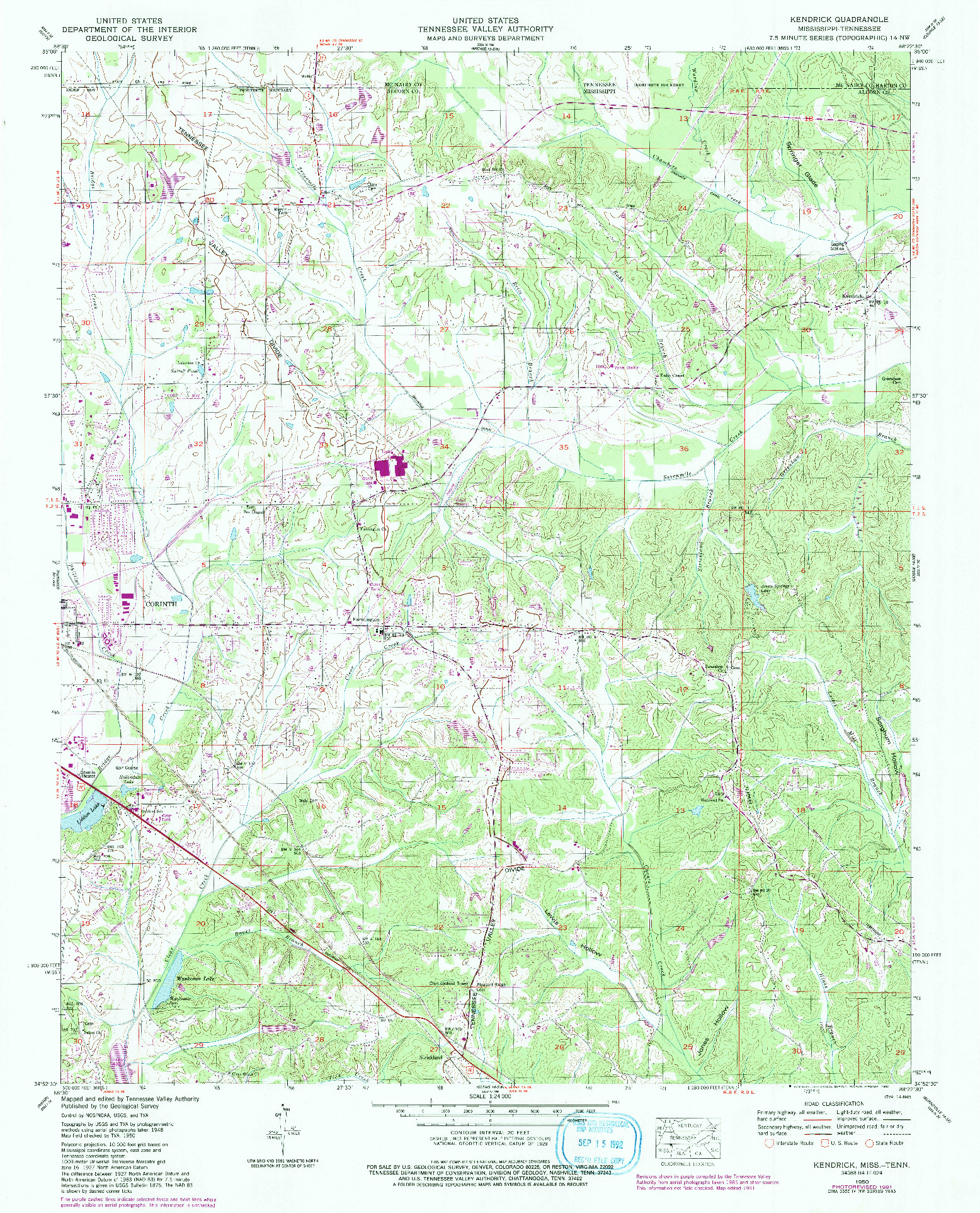 USGS 1:24000-SCALE QUADRANGLE FOR KENDRICK, MS 1950