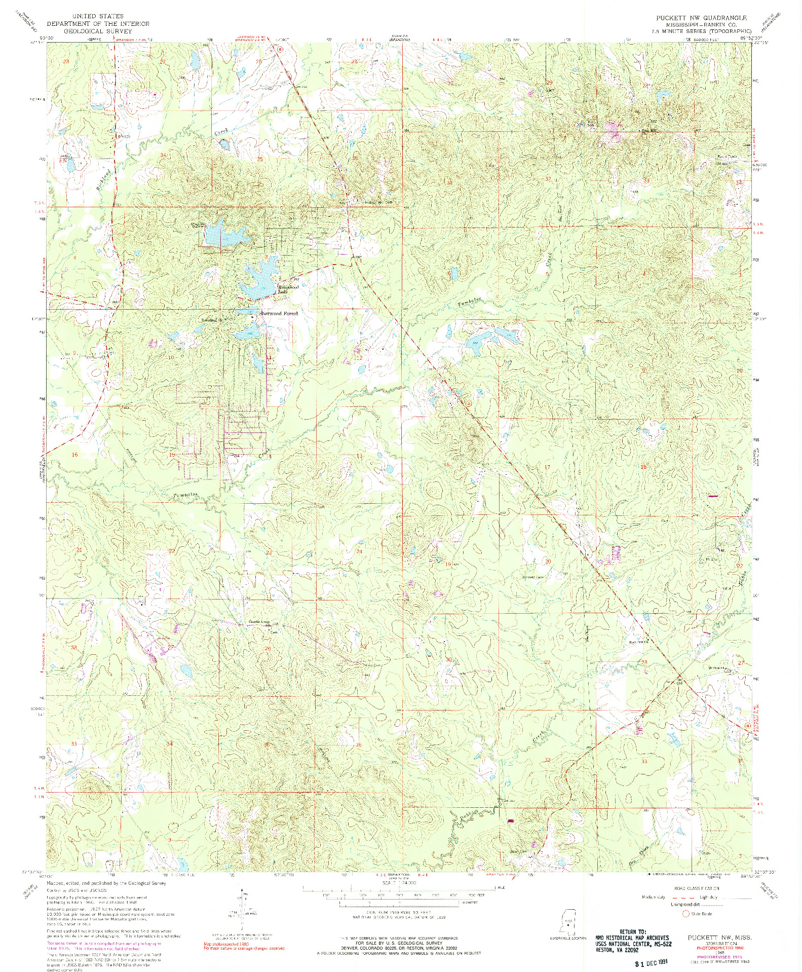 USGS 1:24000-SCALE QUADRANGLE FOR PUCKETT NW, MS 1968