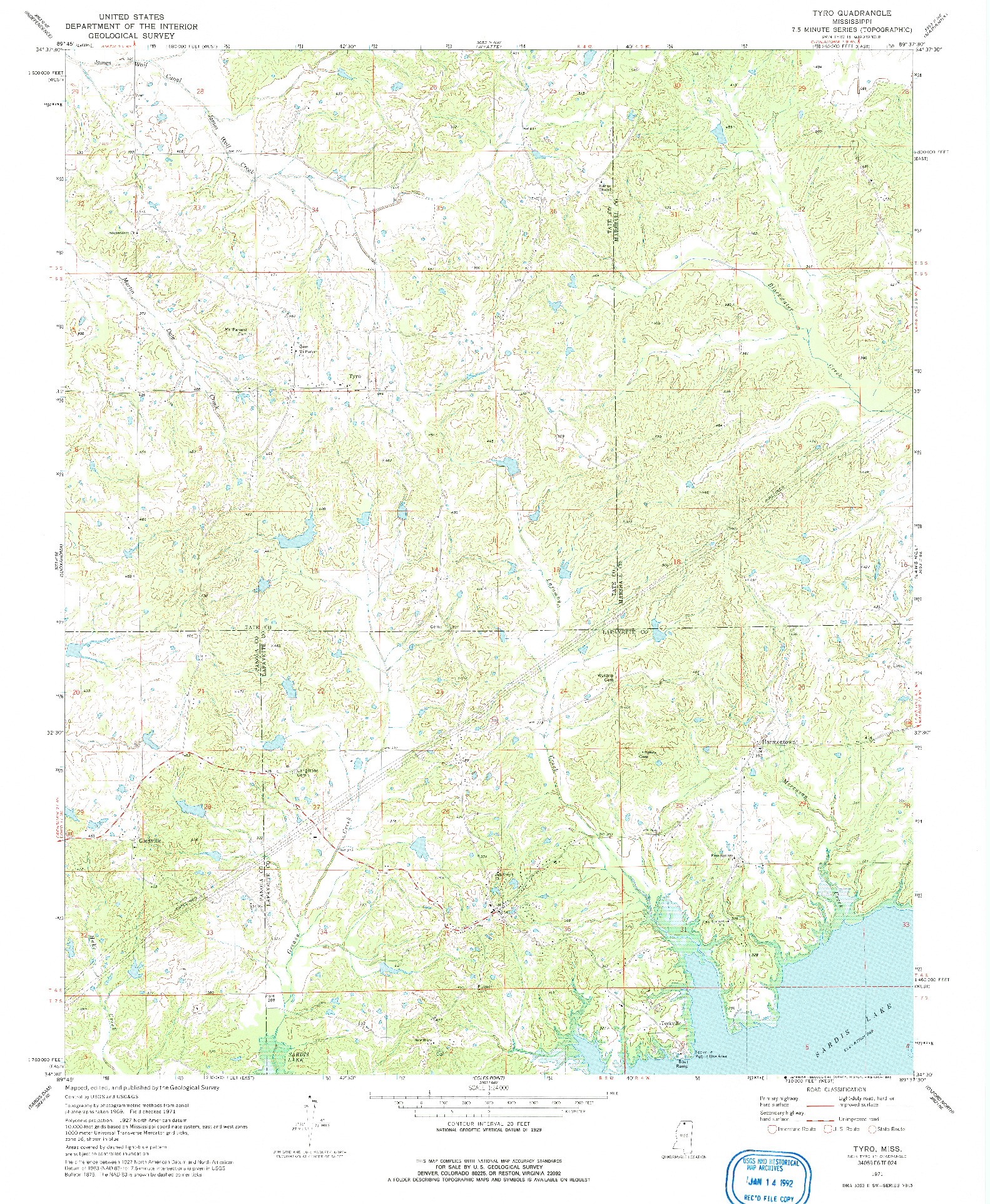 USGS 1:24000-SCALE QUADRANGLE FOR TYRO, MS 1971