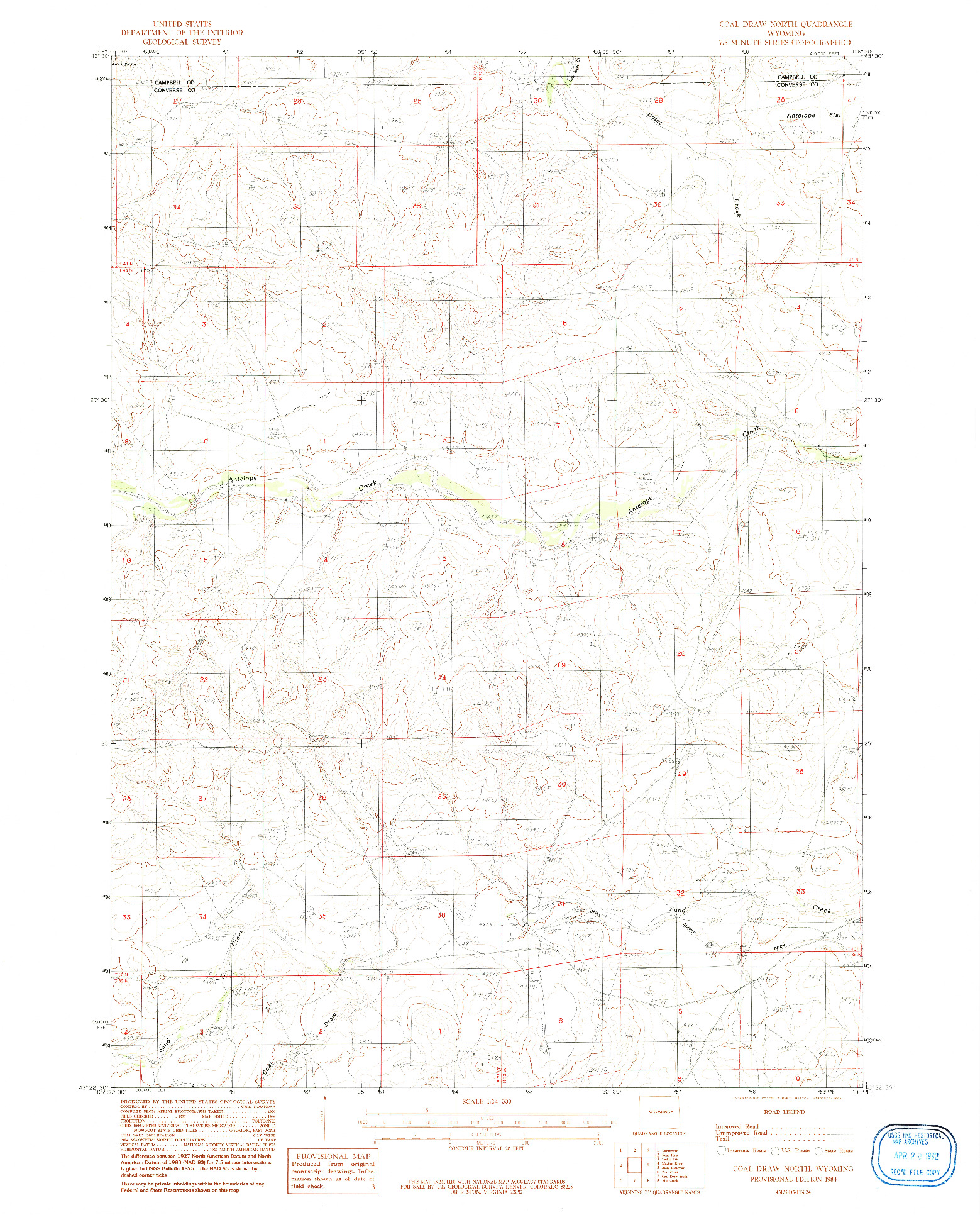 USGS 1:24000-SCALE QUADRANGLE FOR COAL DRAW NORTH, WY 1984