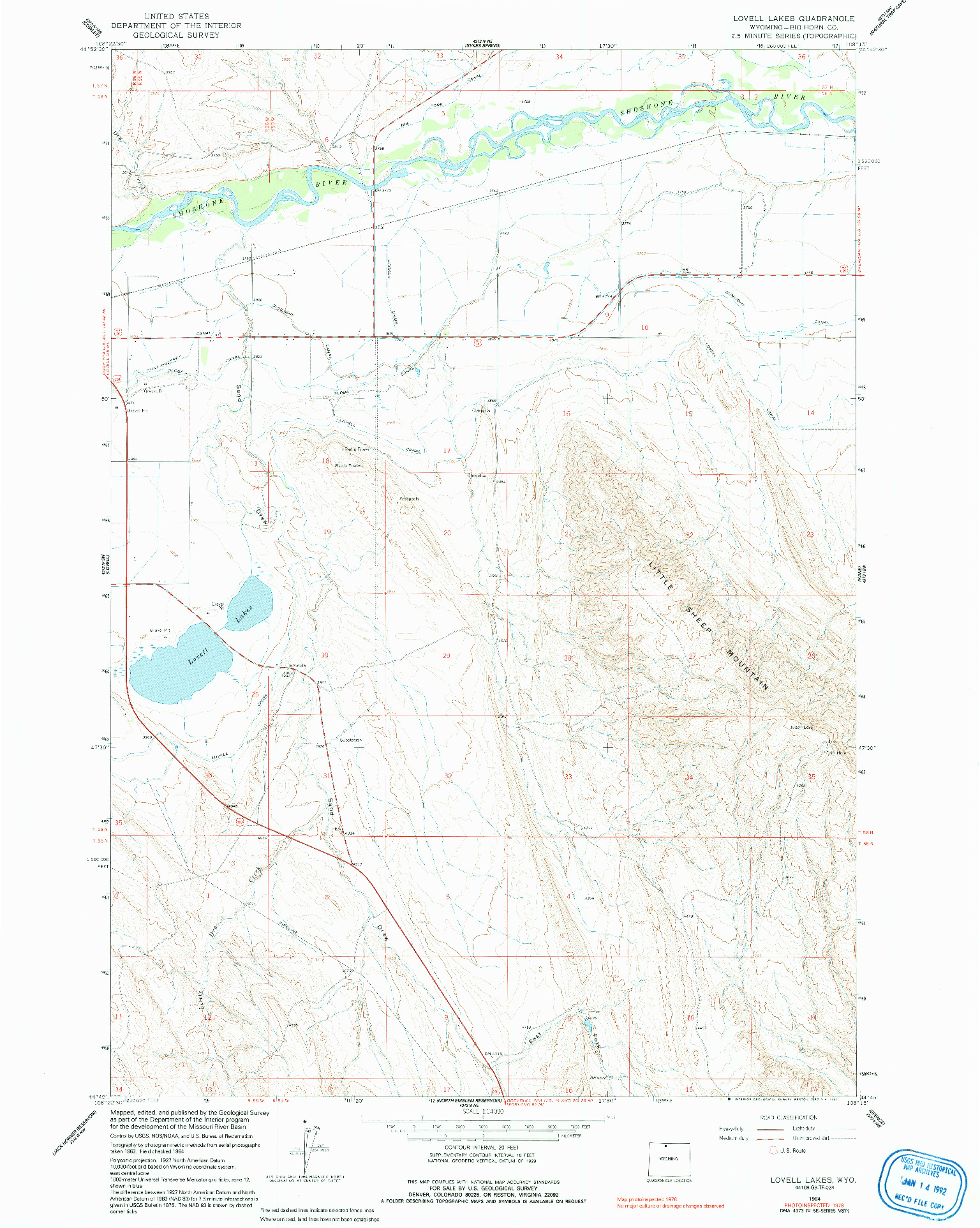 USGS 1:24000-SCALE QUADRANGLE FOR LOVELL LAKES, WY 1964