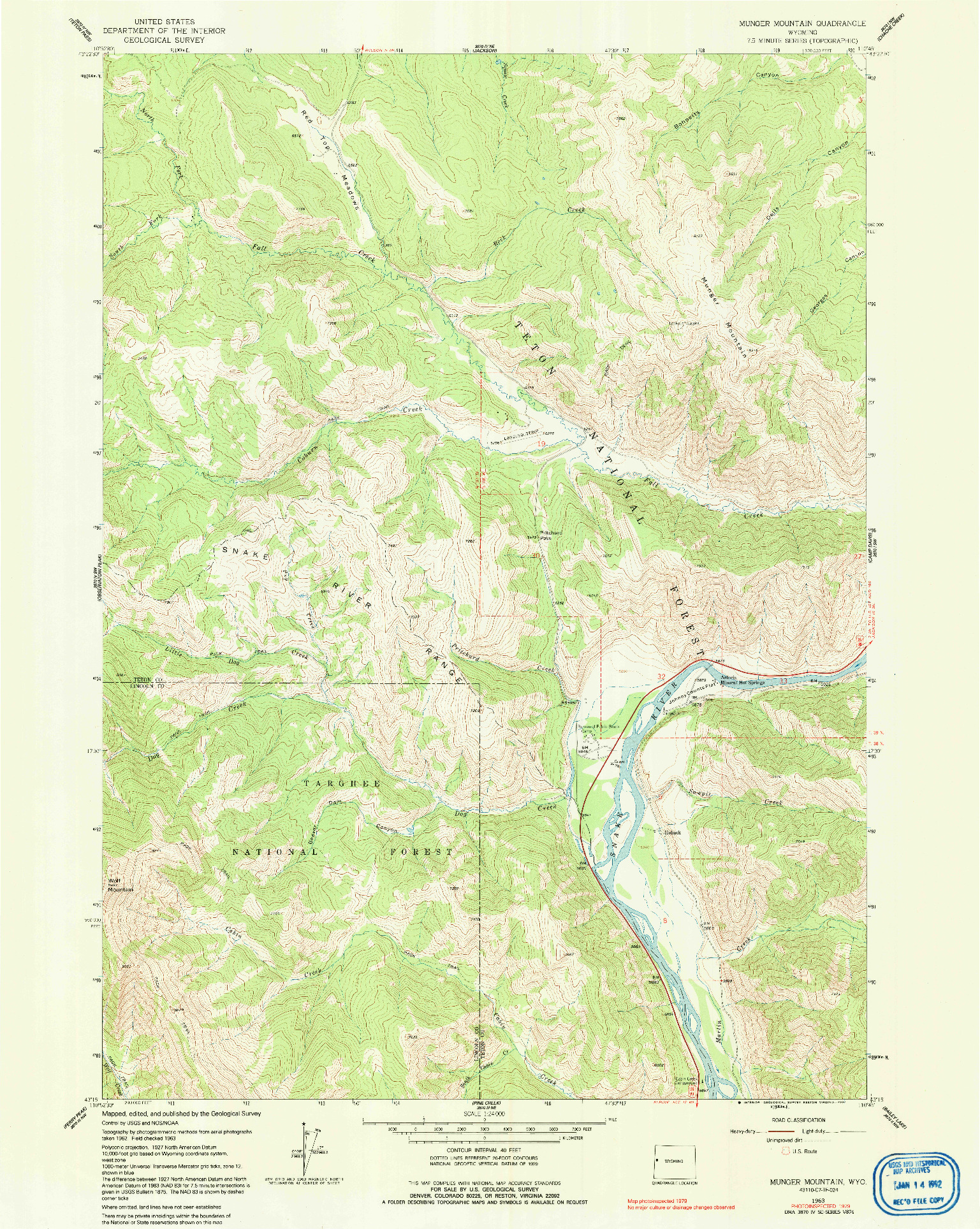 USGS 1:24000-SCALE QUADRANGLE FOR MUNGER MOUNTAIN, WY 1963