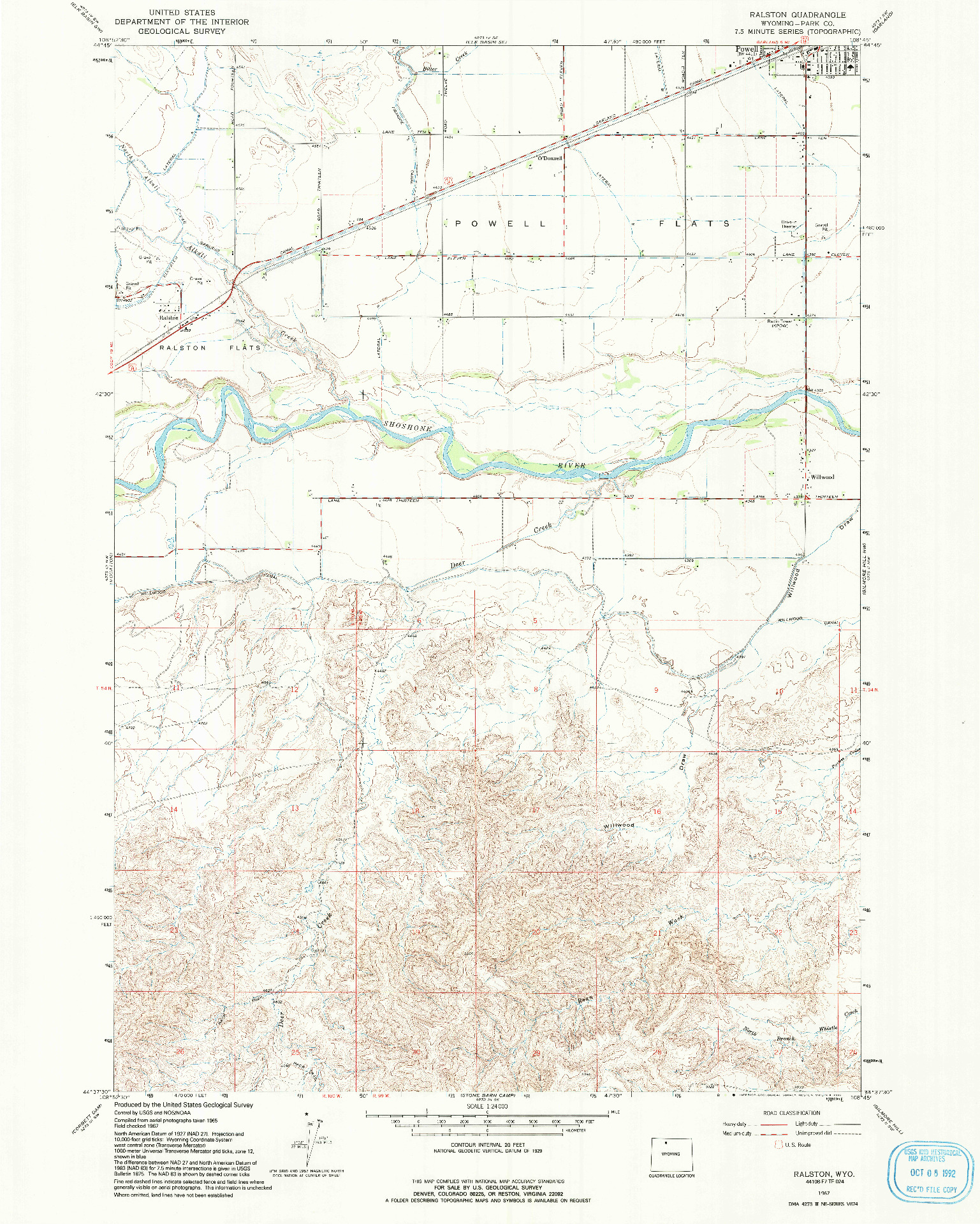 USGS 1:24000-SCALE QUADRANGLE FOR RALSTON, WY 1967