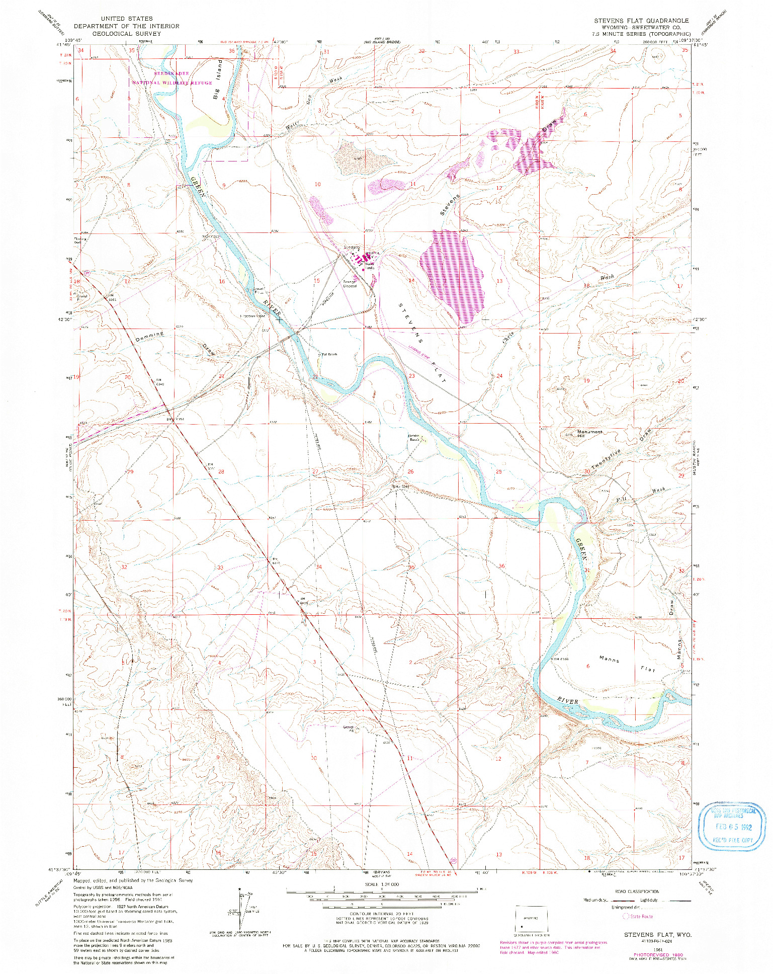 USGS 1:24000-SCALE QUADRANGLE FOR STEVENS FLAT, WY 1961