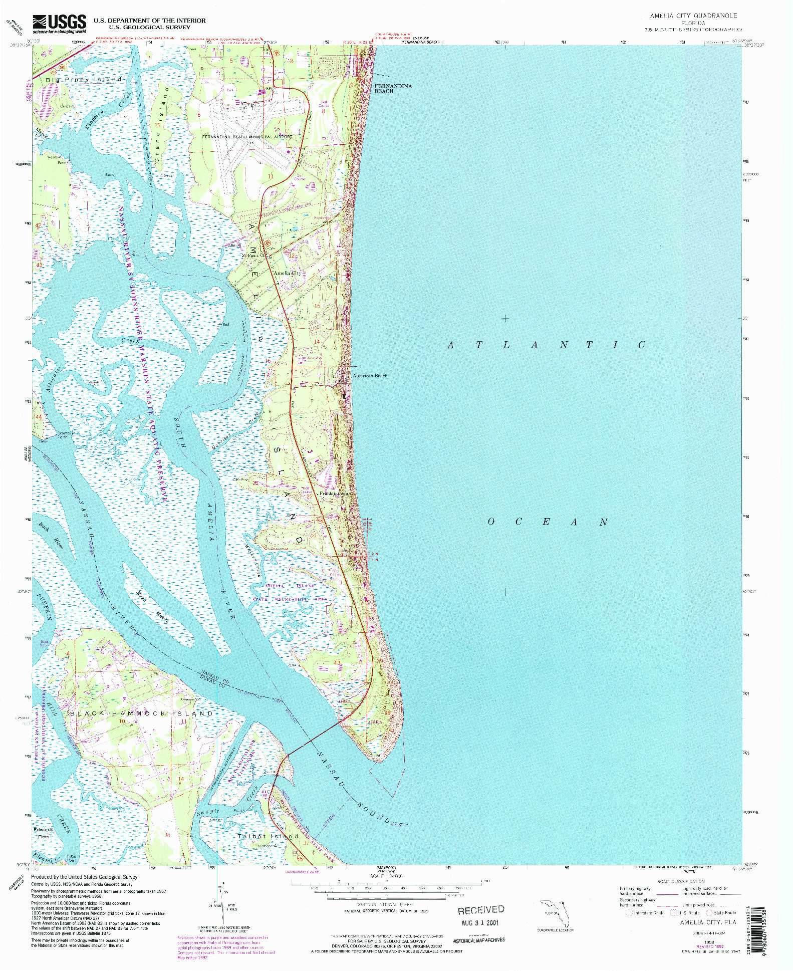 USGS 1:24000-SCALE QUADRANGLE FOR AMELIA CITY, FL 1958