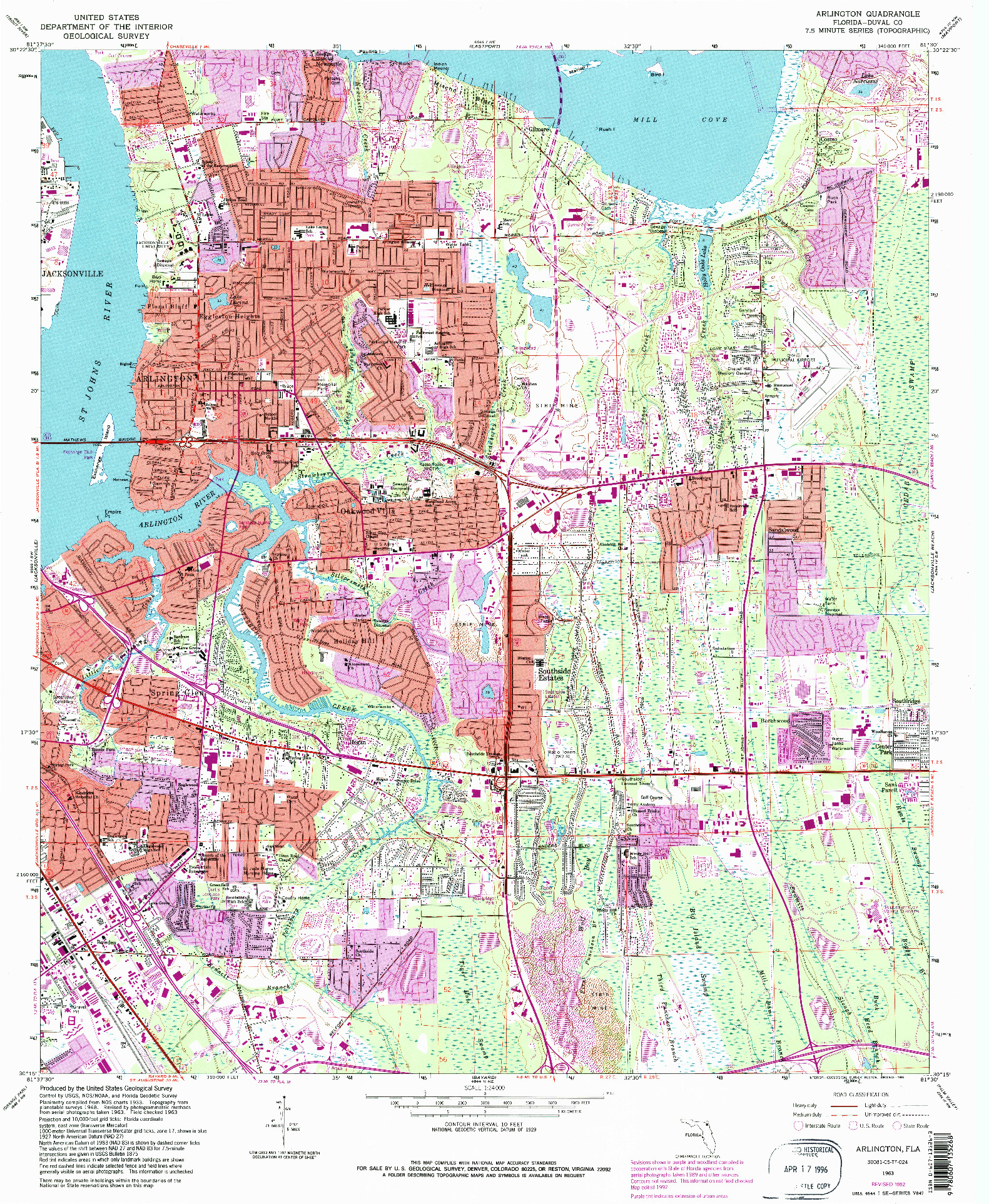 USGS 1:24000-SCALE QUADRANGLE FOR ARLINGTON, FL 1963