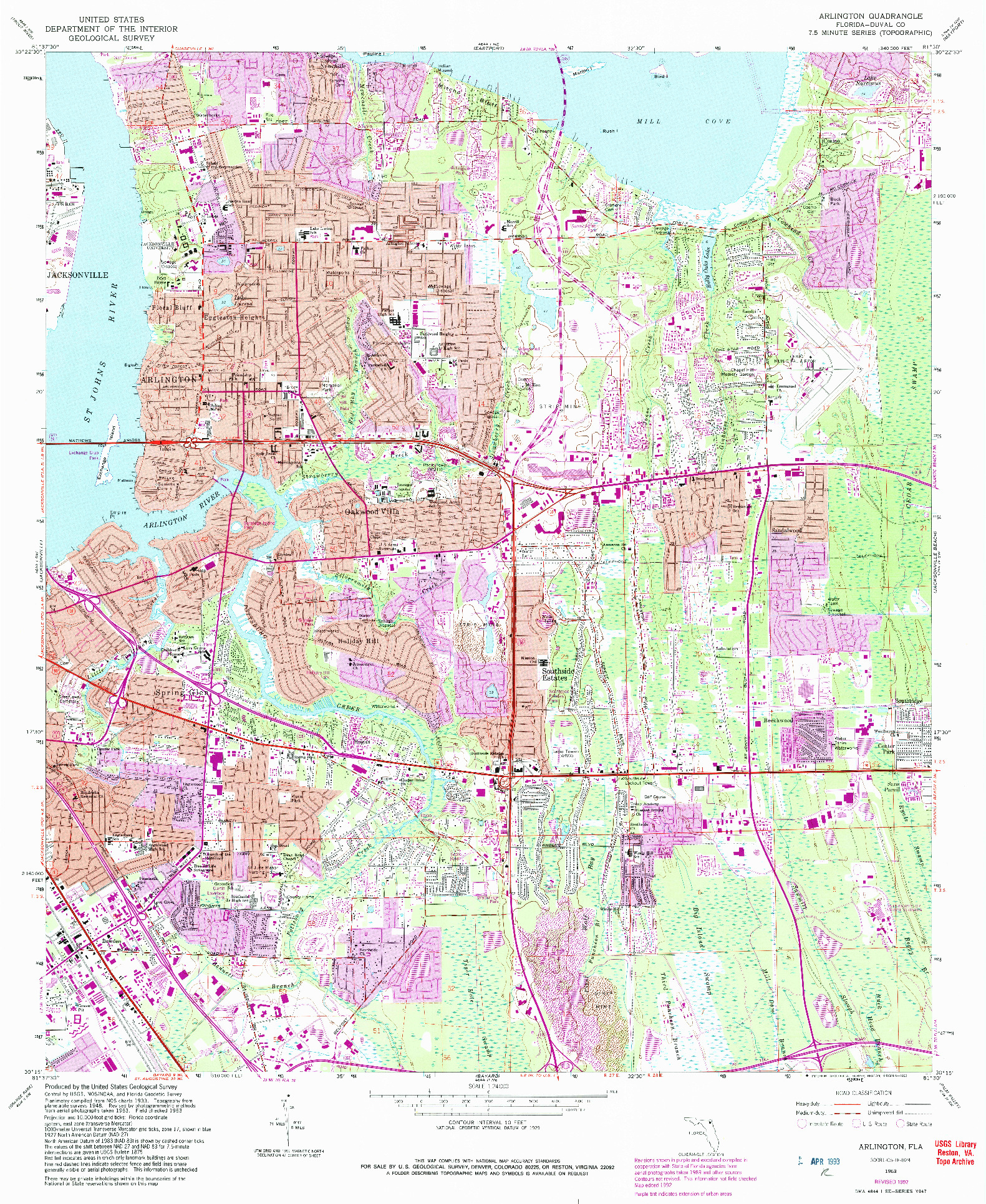 USGS 1:24000-SCALE QUADRANGLE FOR ARLINGTON, FL 1963