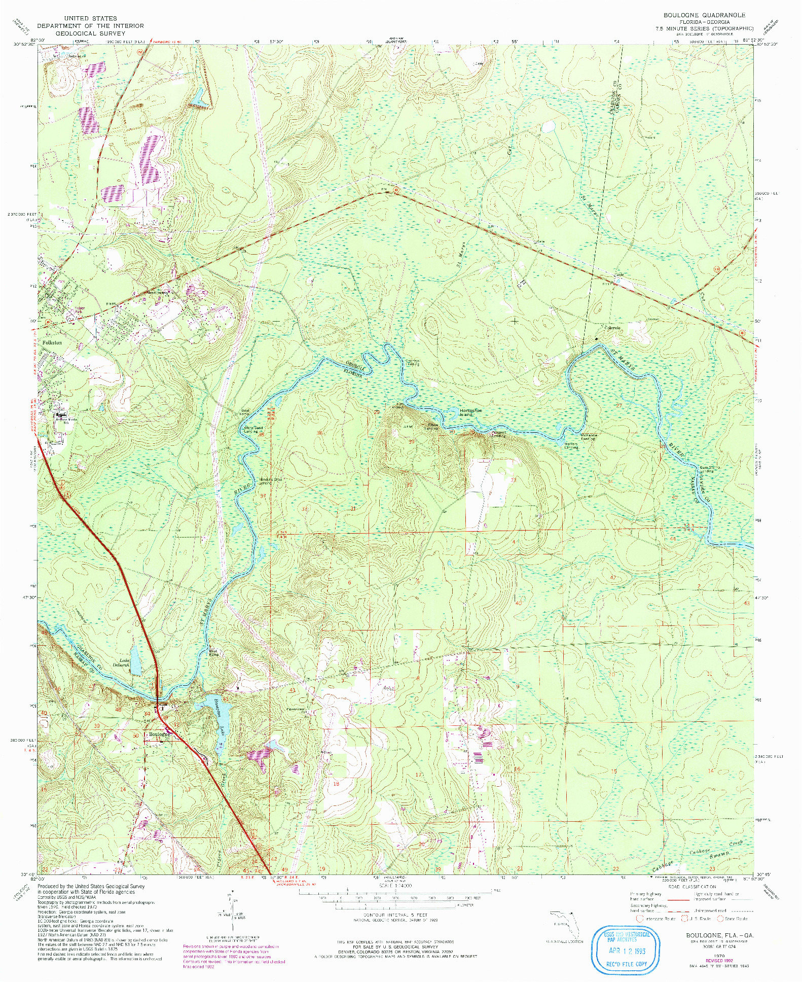 USGS 1:24000-SCALE QUADRANGLE FOR BOULOGNE, FL 1970