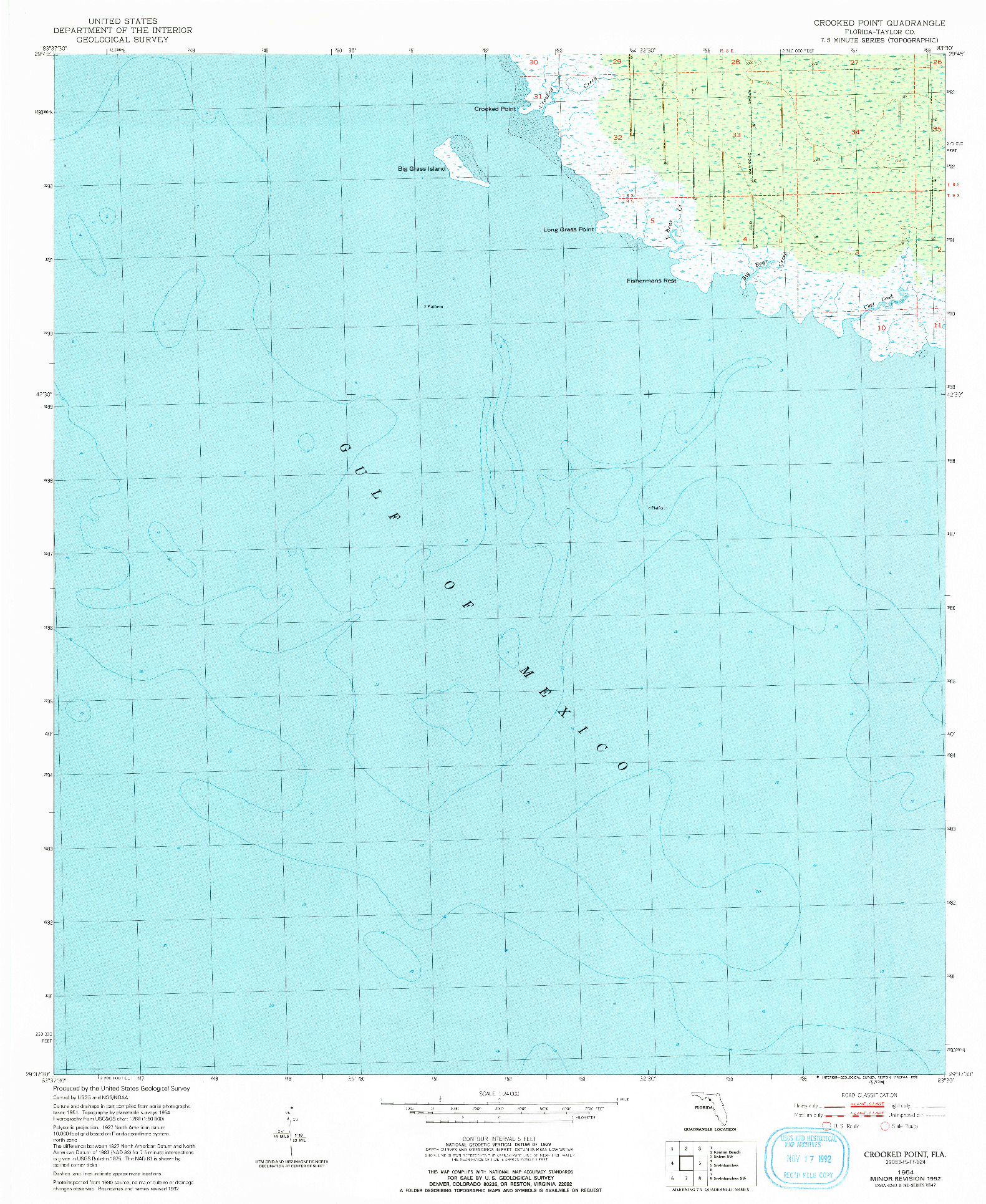 USGS 1:24000-SCALE QUADRANGLE FOR CROOKED POINT, FL 1954