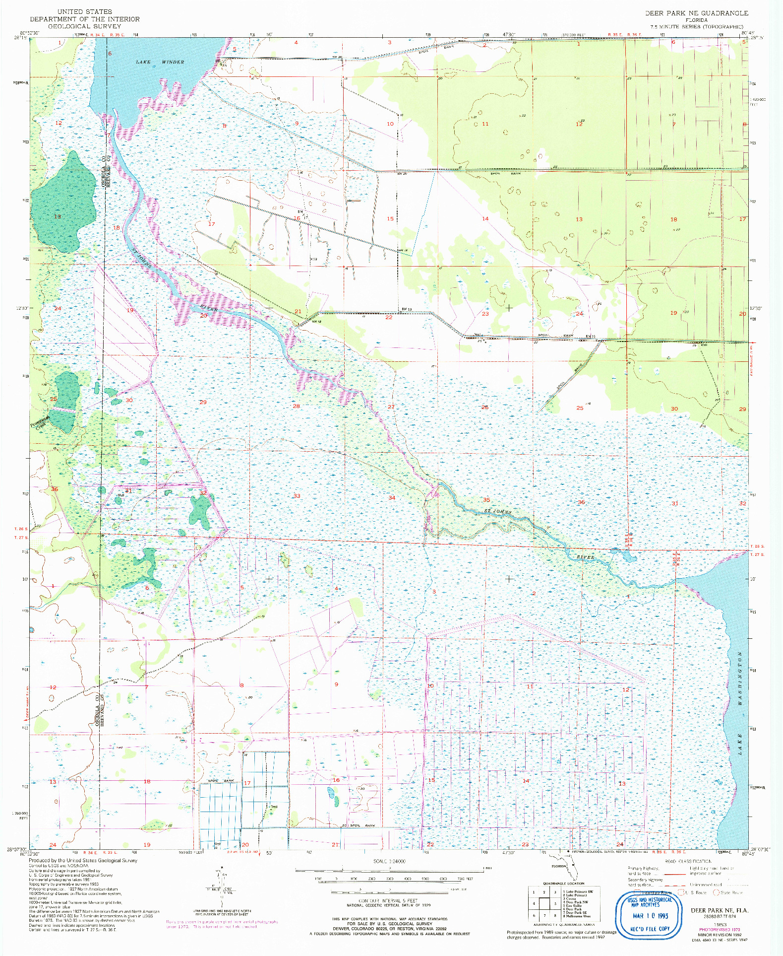 USGS 1:24000-SCALE QUADRANGLE FOR DEER PARK NE, FL 1953