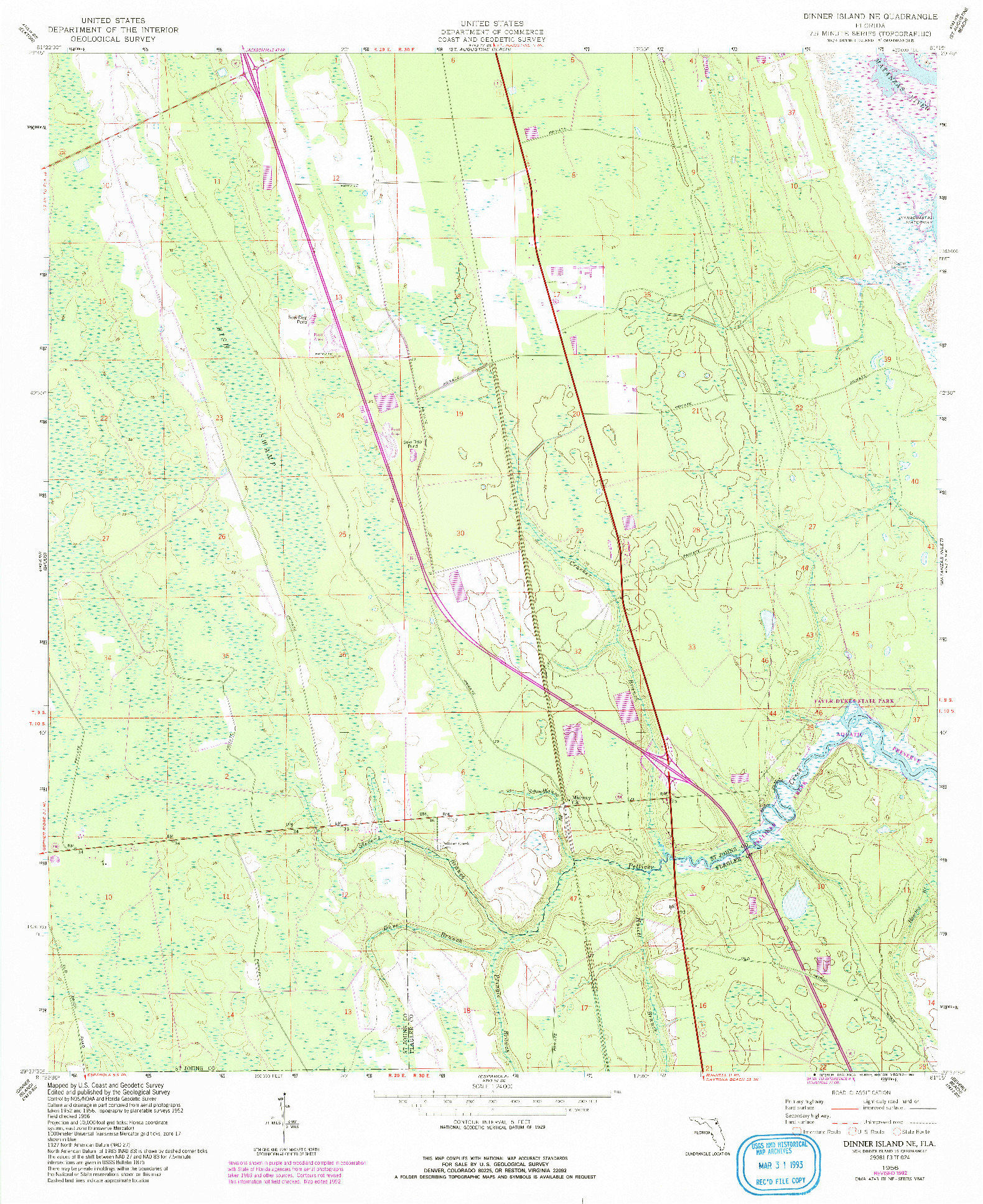 USGS 1:24000-SCALE QUADRANGLE FOR DINNER ISLAND NE, FL 1956