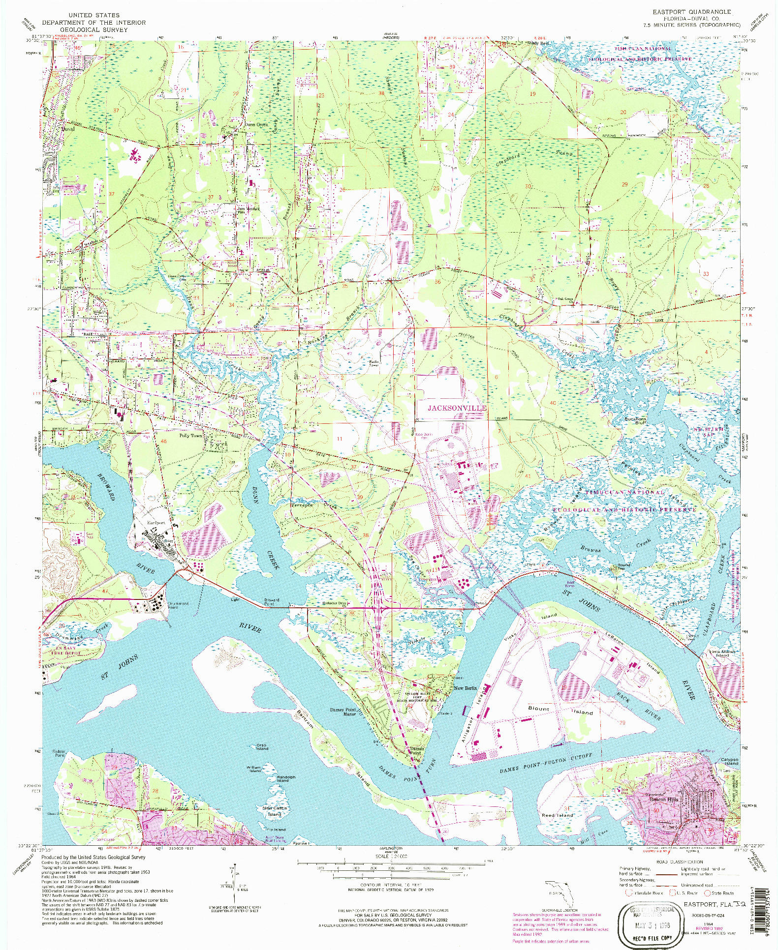 USGS 1:24000-SCALE QUADRANGLE FOR EASTPORT, FL 1964