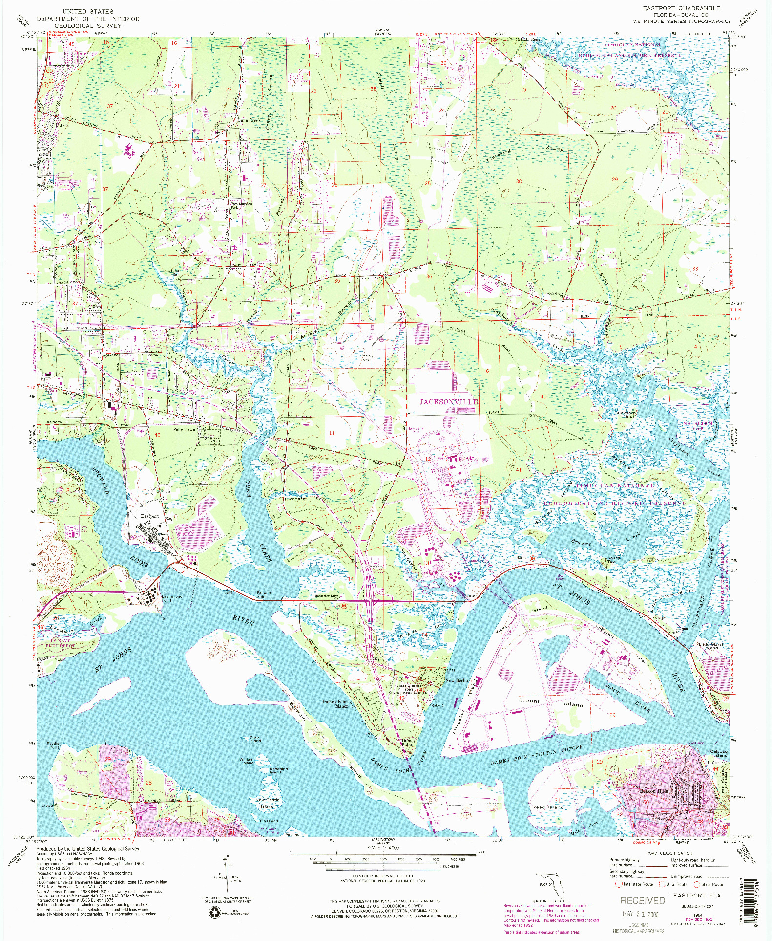USGS 1:24000-SCALE QUADRANGLE FOR EASTPORT, FL 1964