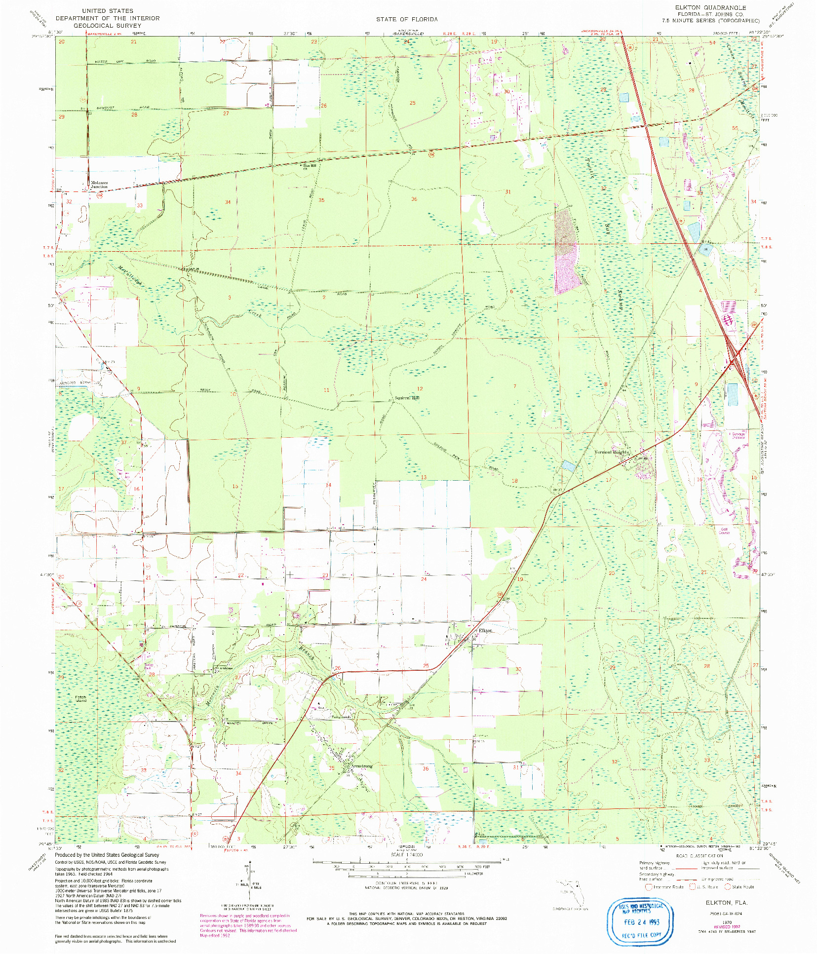 USGS 1:24000-SCALE QUADRANGLE FOR ELKTON, FL 1970
