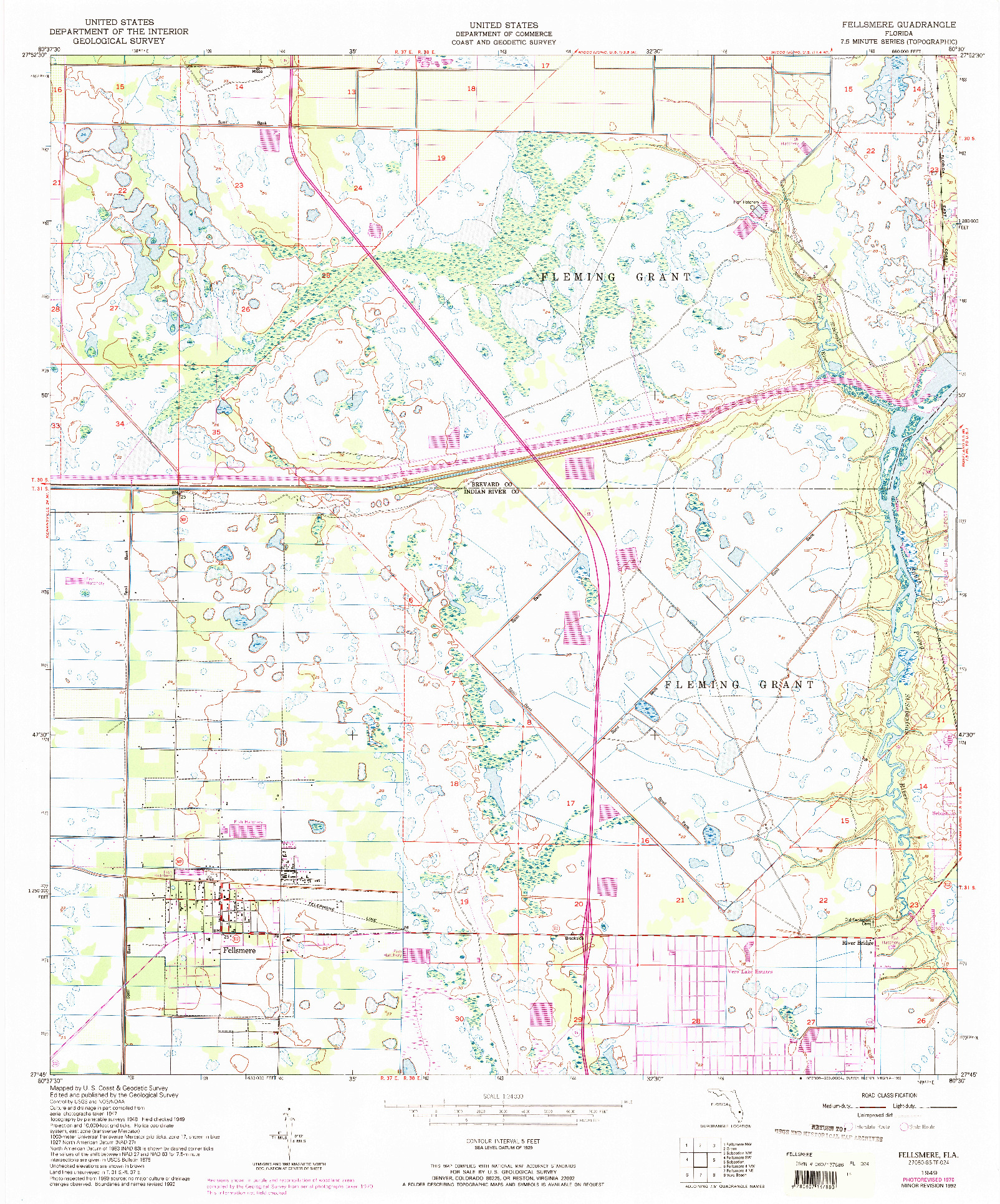 USGS 1:24000-SCALE QUADRANGLE FOR FELLSMERE, FL 1949
