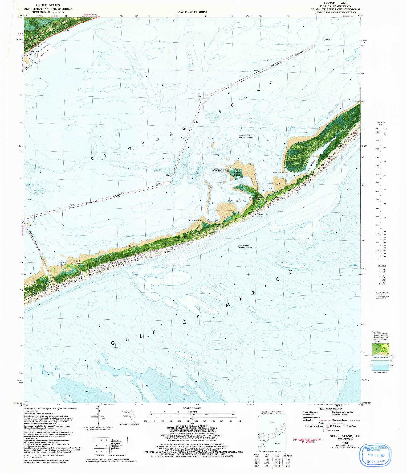 USGS 1:24000-SCALE QUADRANGLE FOR GOOSE ISLAND, FL 1981