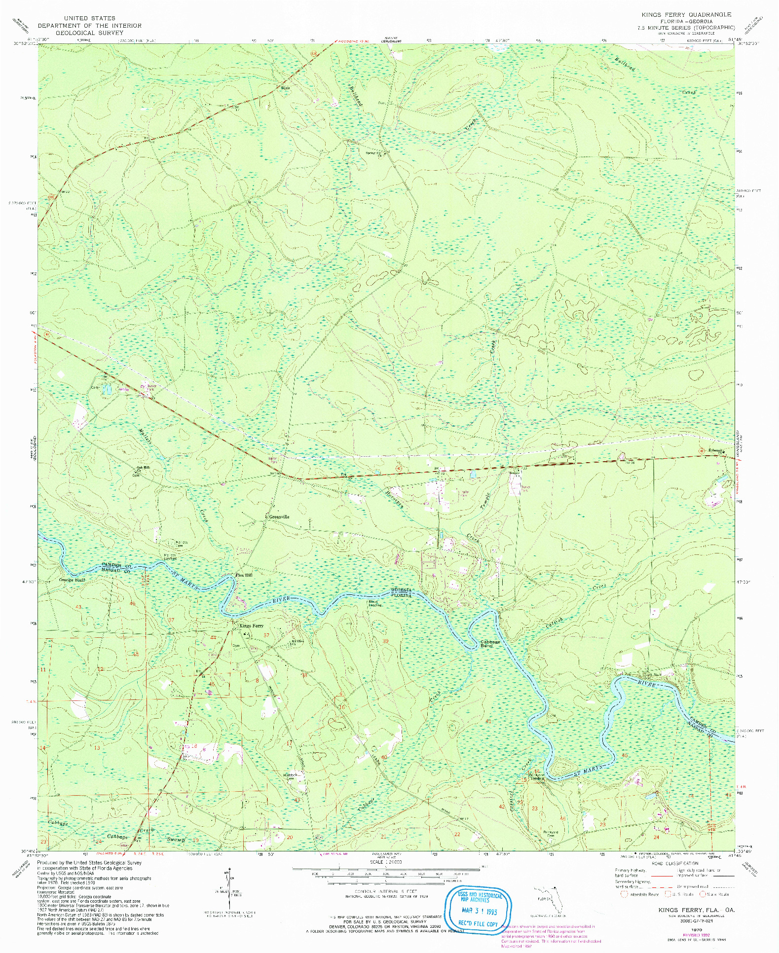 USGS 1:24000-SCALE QUADRANGLE FOR KINGS FERRY, FL 1970