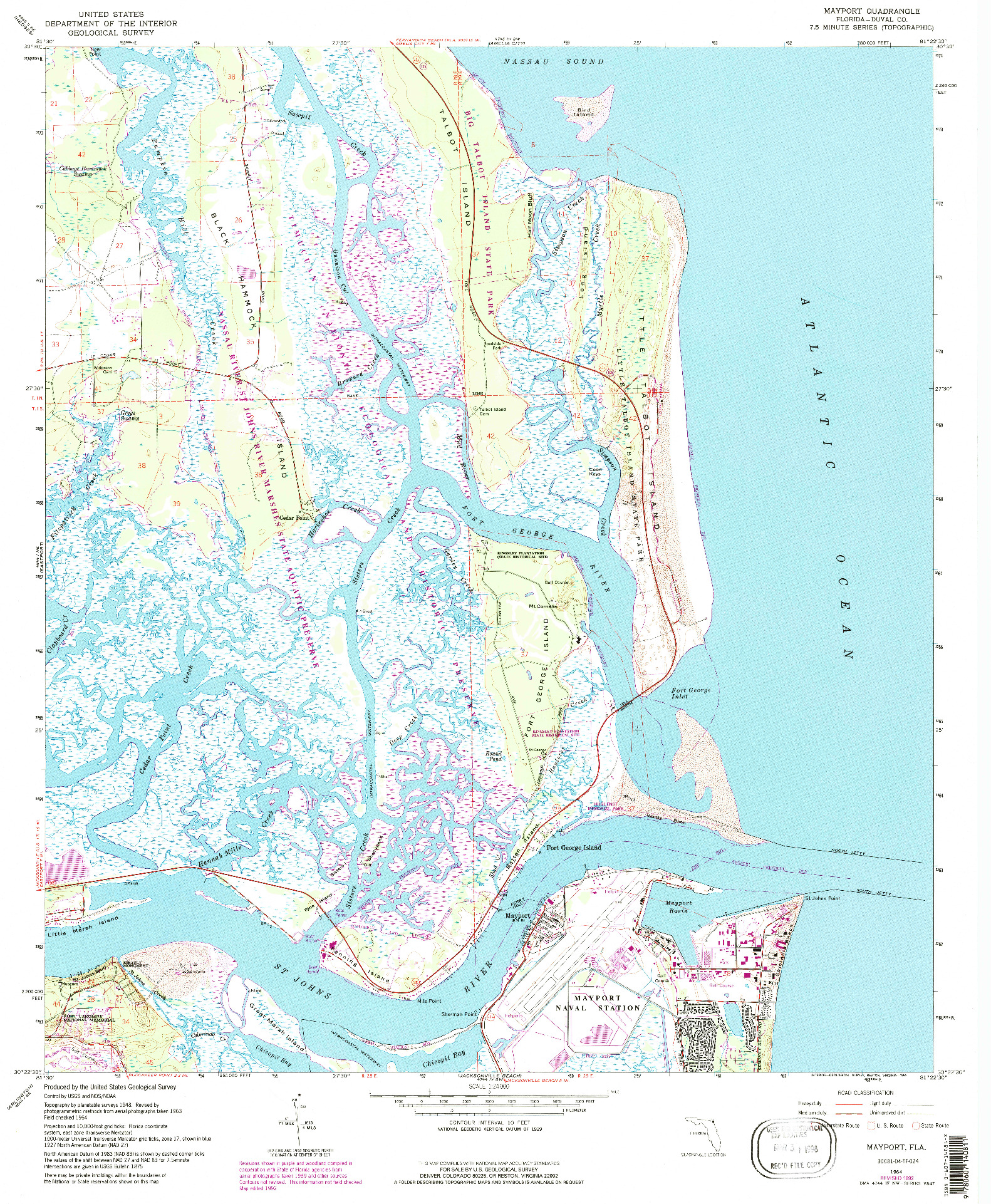USGS 1:24000-SCALE QUADRANGLE FOR MAYPORT, FL 1964